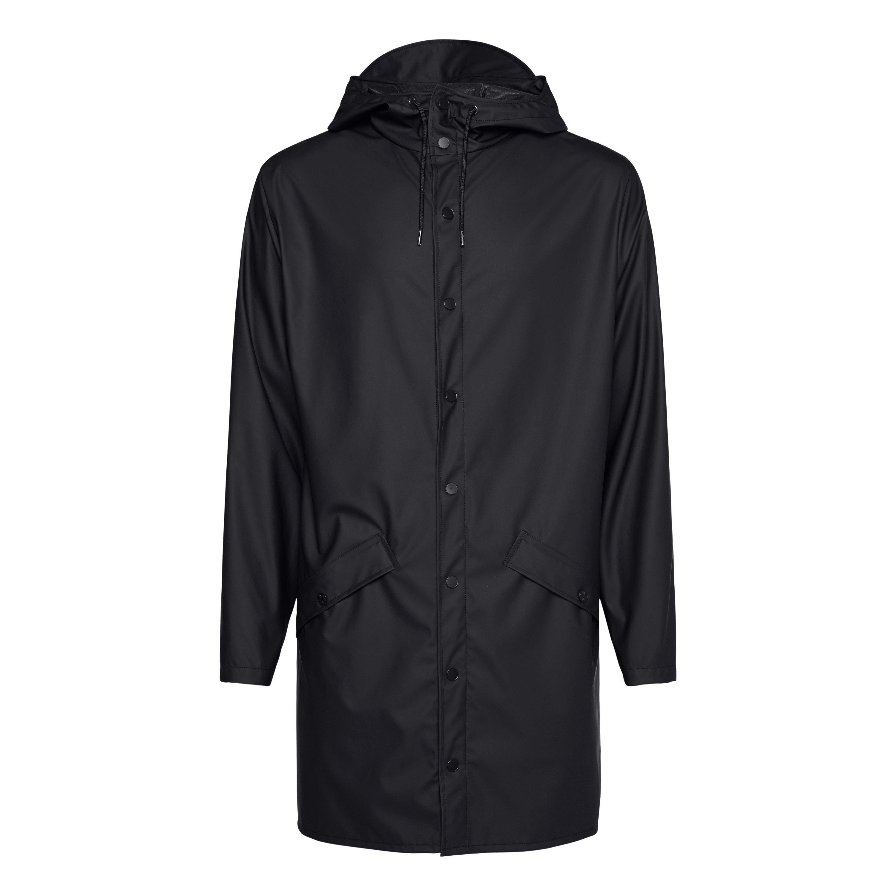 Black 01 - Rains - Long Waterproof Jacket - 1