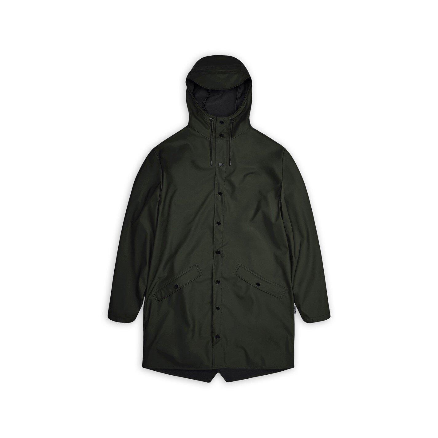 Rains Long Waterproof Jacket - Green 03 - Medium