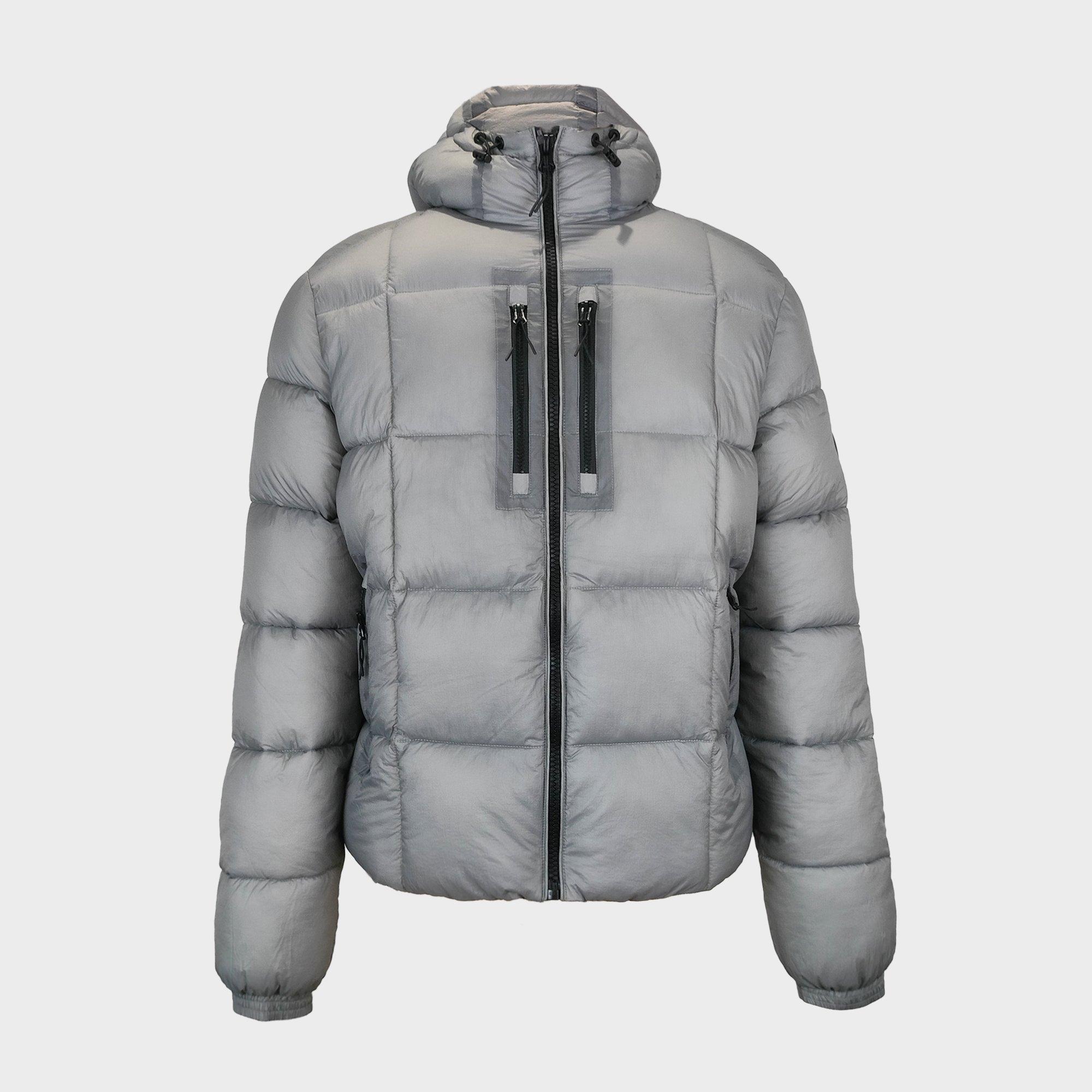 Pretty Green Men's Trafford Weather-Resistant Long Sleeve Short Puffer Jacket - Slate Grey - 2X Large