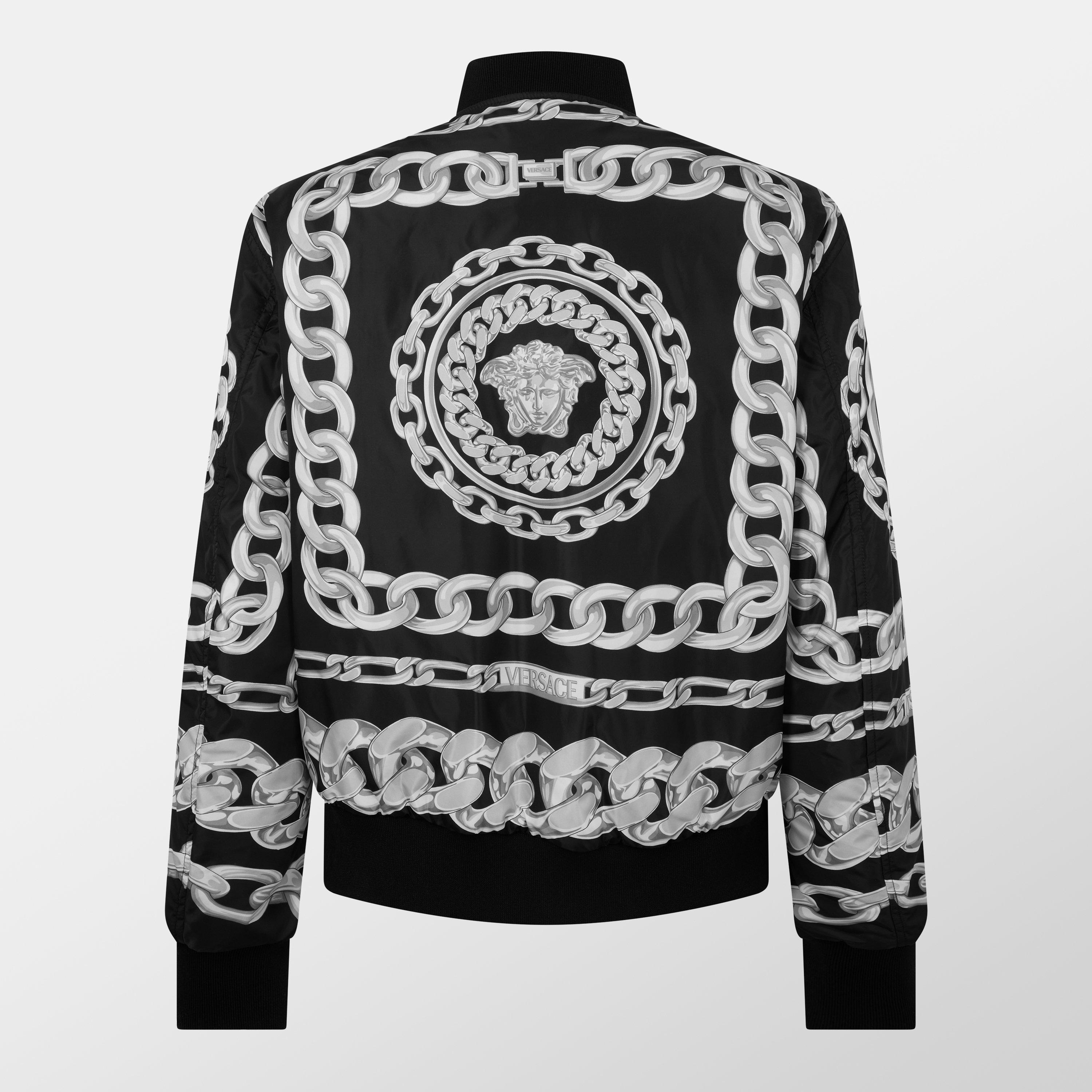 Black/Silver - Versace - Men's  Reversible Long Sleeve Coach Jacket - 2