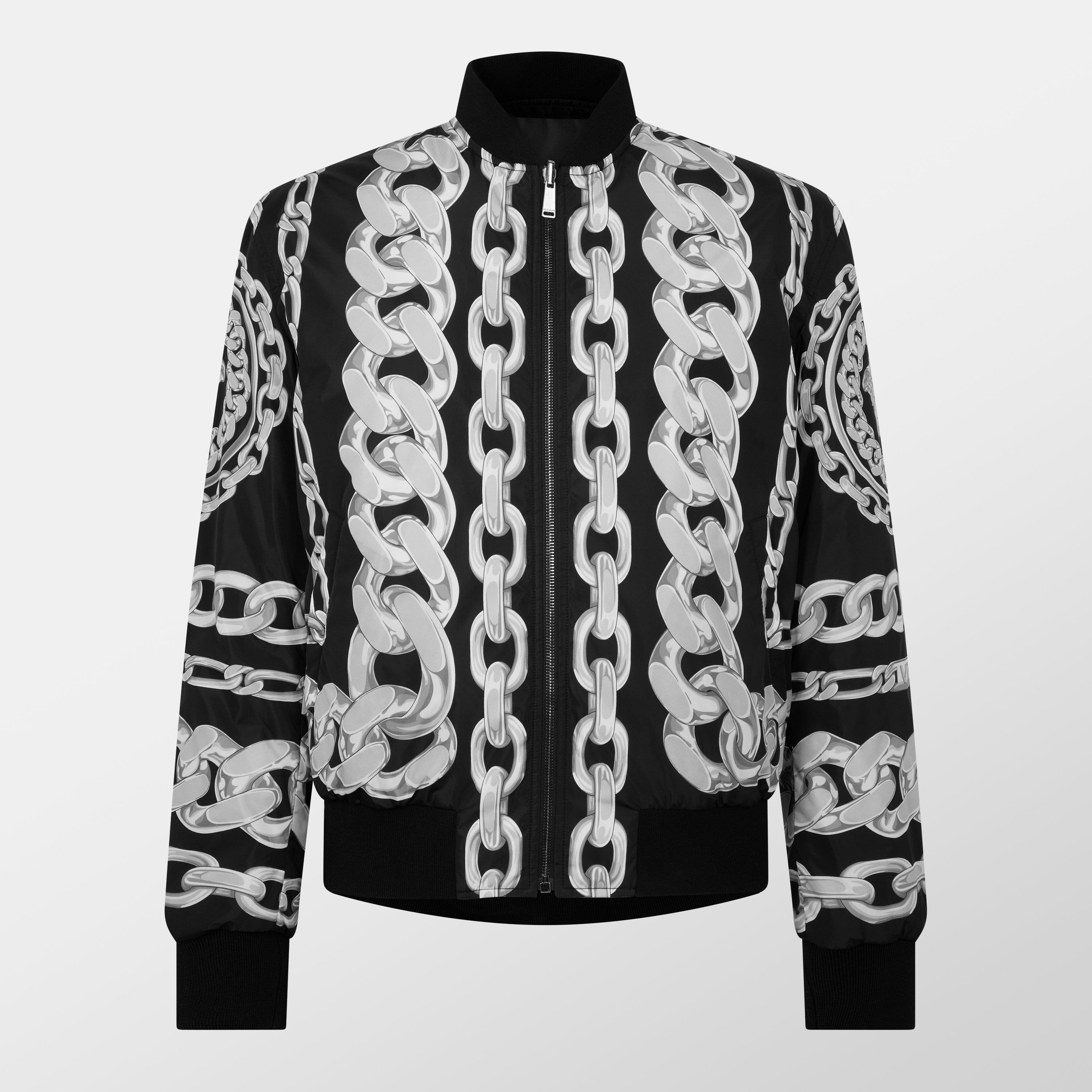 Black/Silver - Versace - Men's  Reversible Long Sleeve Coach Jacket - 7