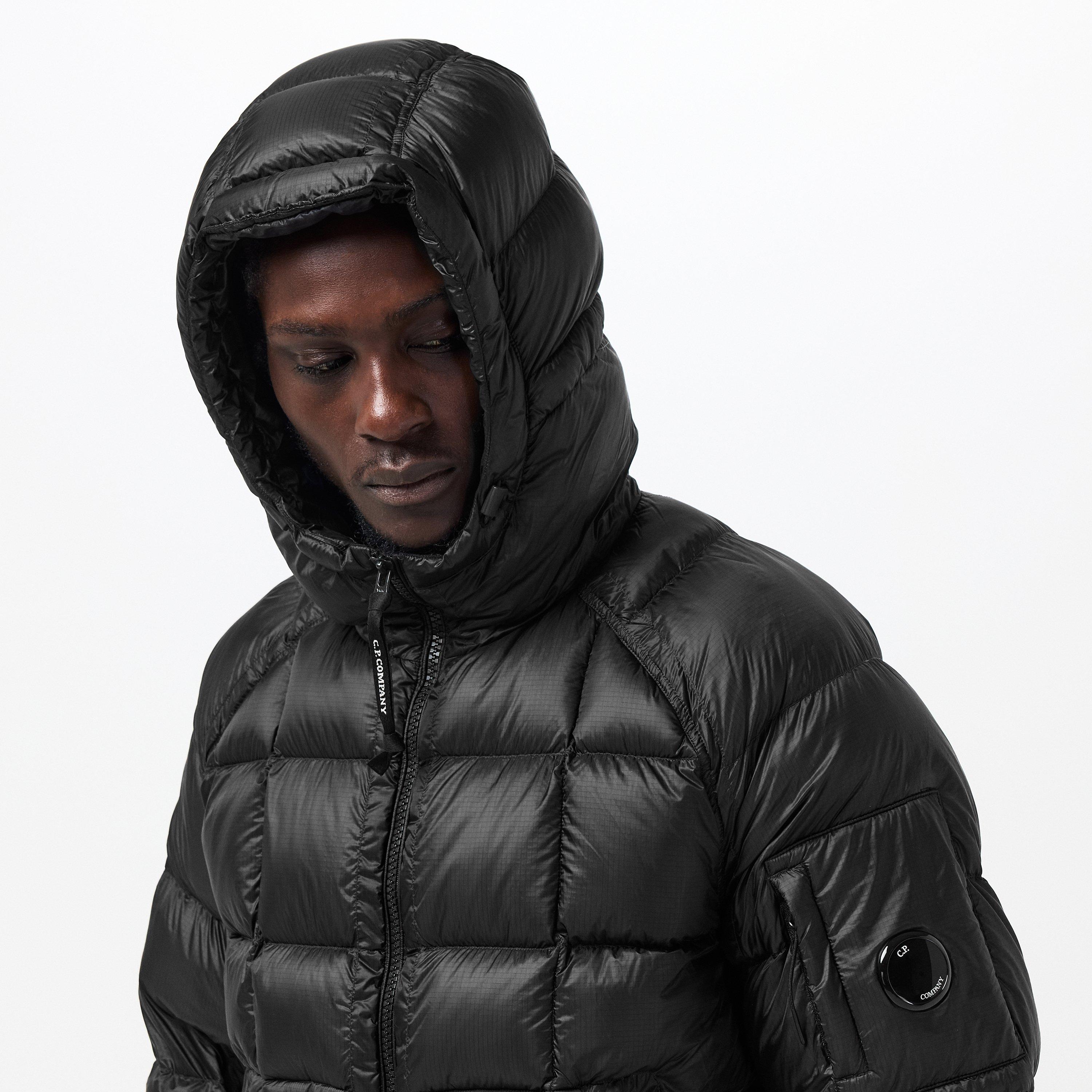 Modiom Shell CP Company Men's DD Shell Medium Down Hip Length Hooded Medium Puffer ...