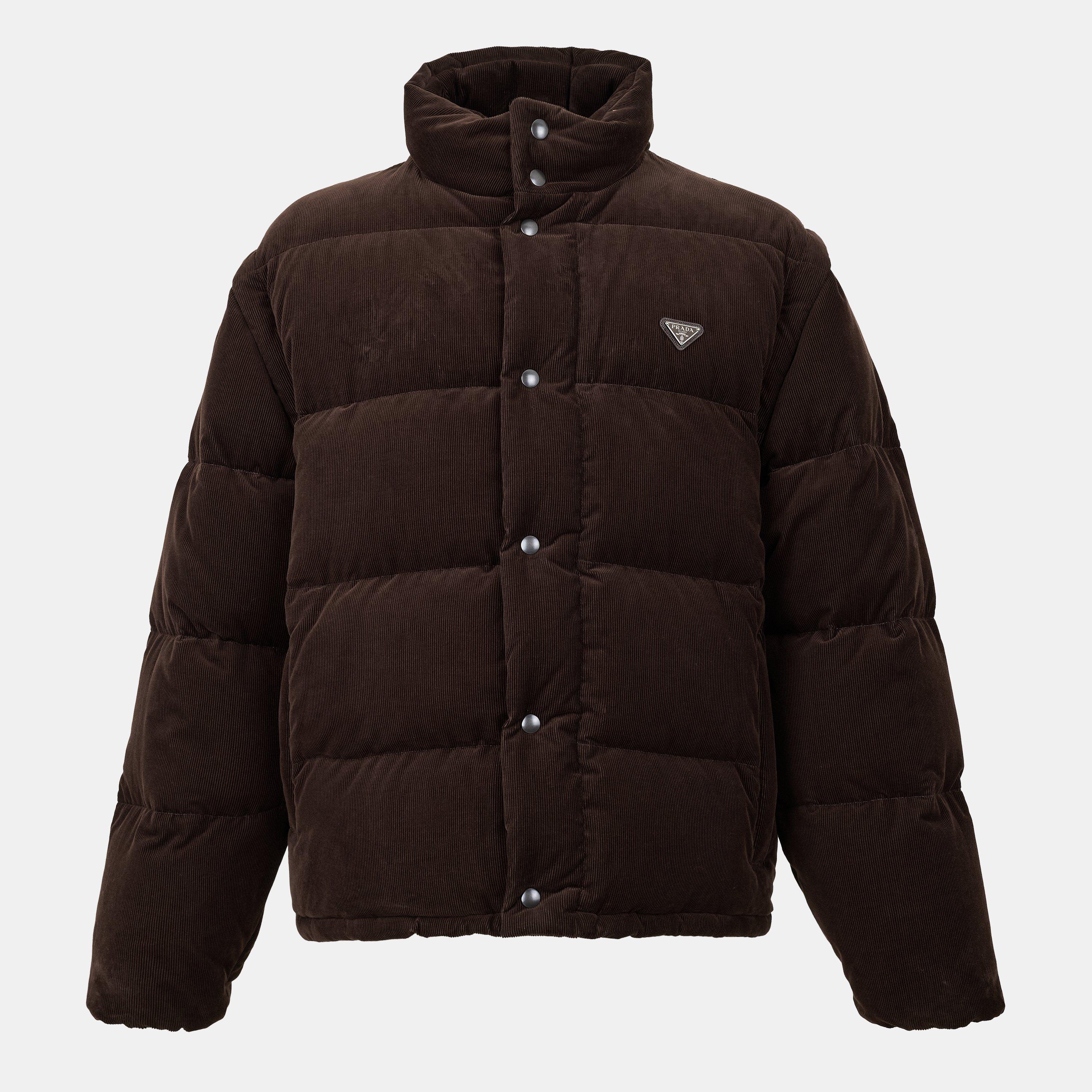 Cacao - Prada - Men's Textured Soft-Touch Short Puffer Jacket - 1