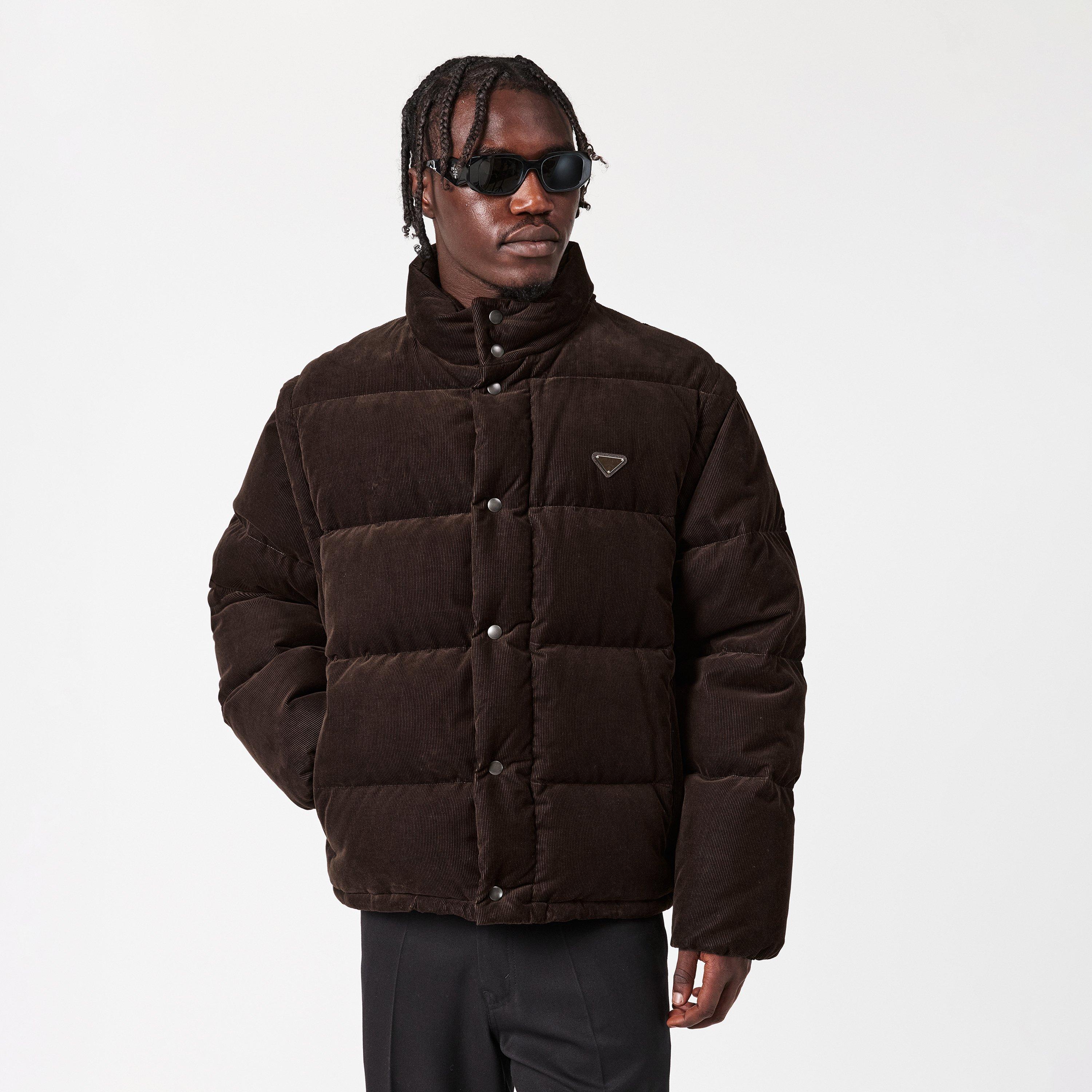 Cacao - Prada - Men's  Textured Soft-Touch Short Puffer Jacket - 3