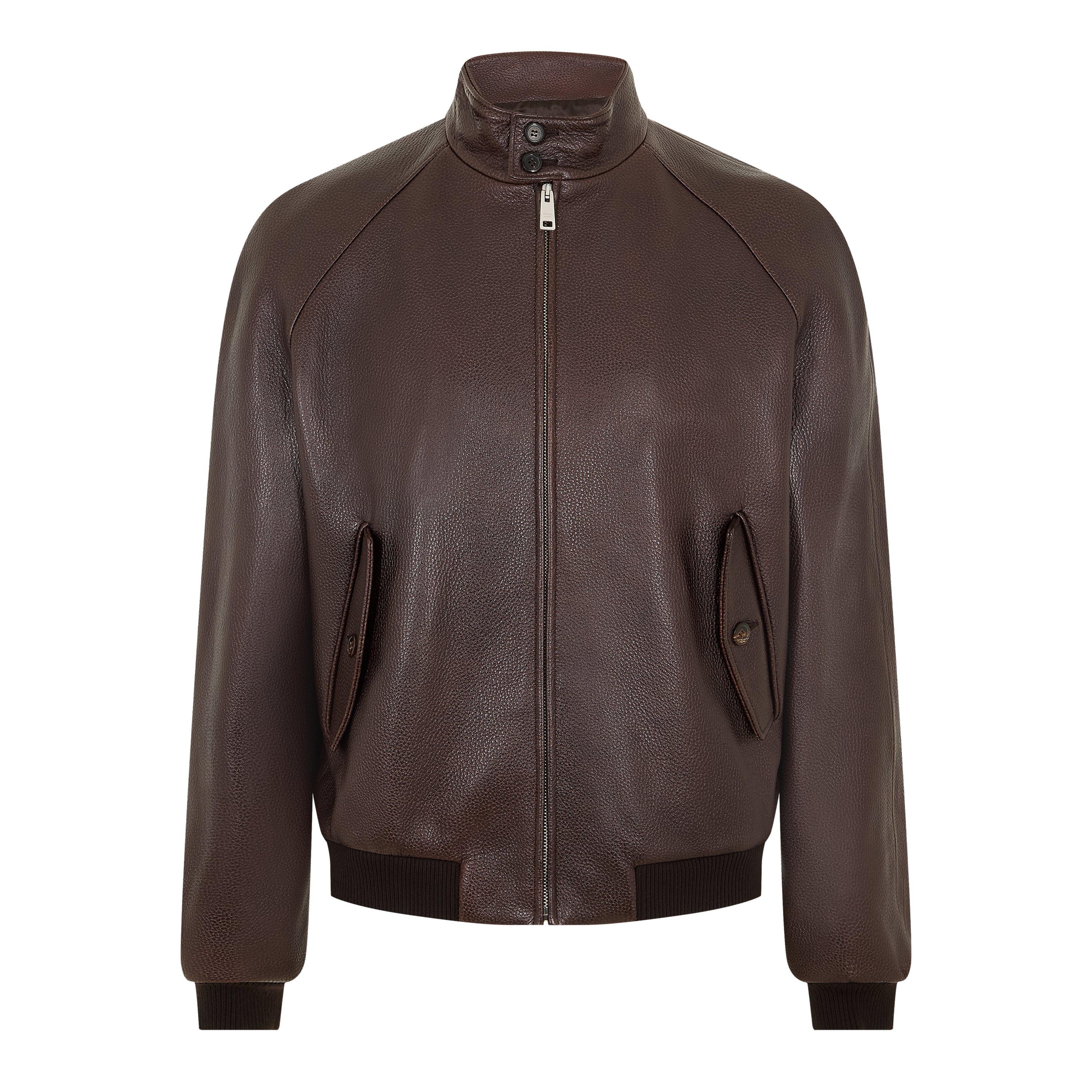 Prada Men's Fine Leather Tailored Fit Leather Jacket - Moro - L