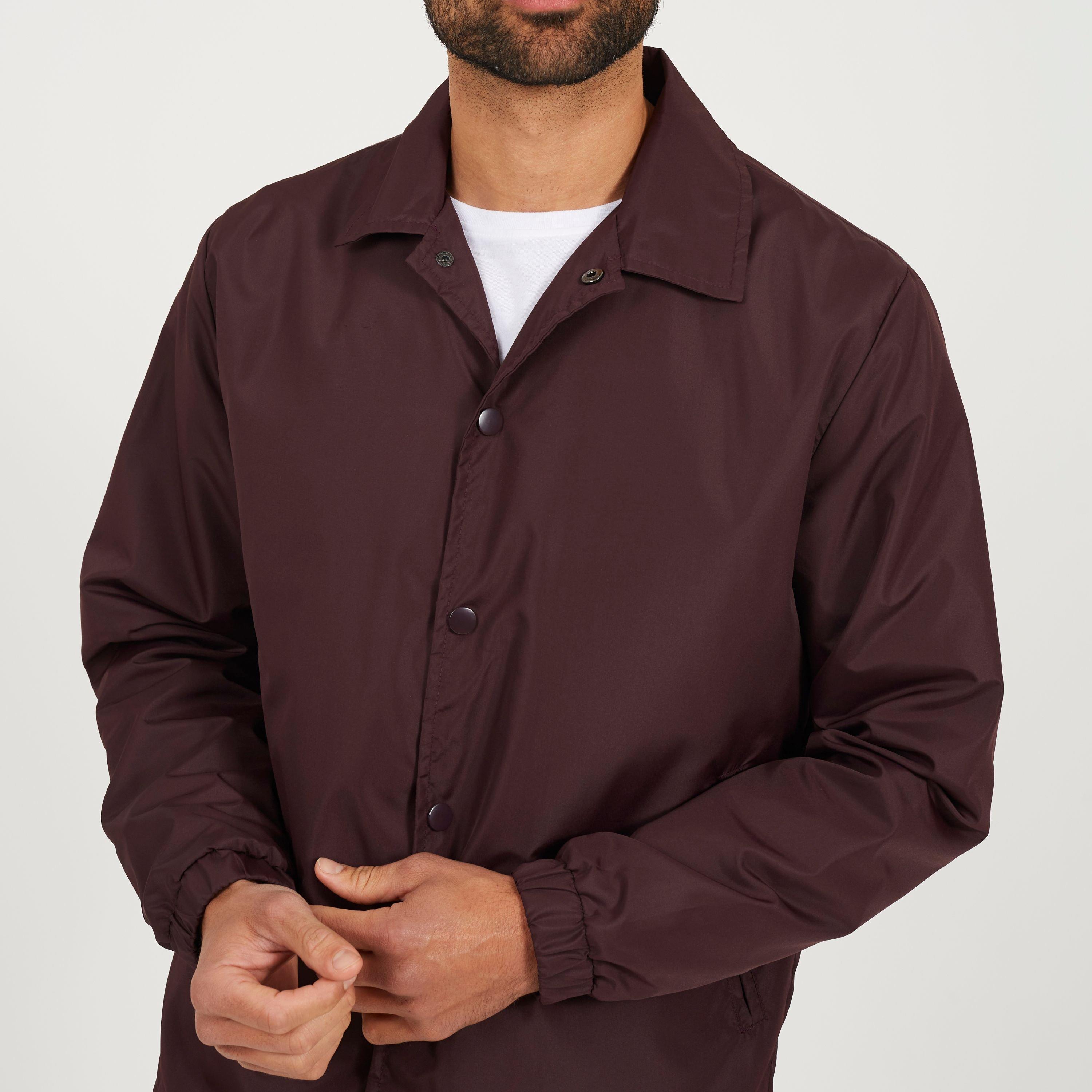 Burgundy - Brave Soul - Mens Lightweight Coach Jacket with Drawcord Hem - 3