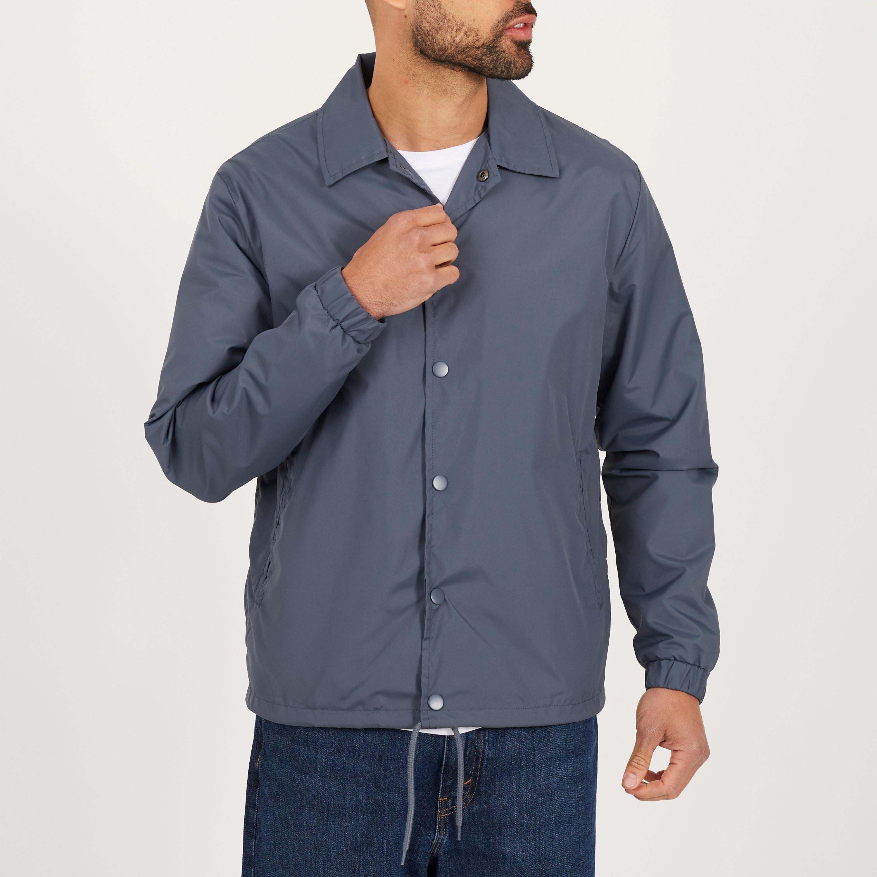 Brave Soul Men's Lightweight Coach Jacket With Drawcord Hem - Steel Blue - X Large