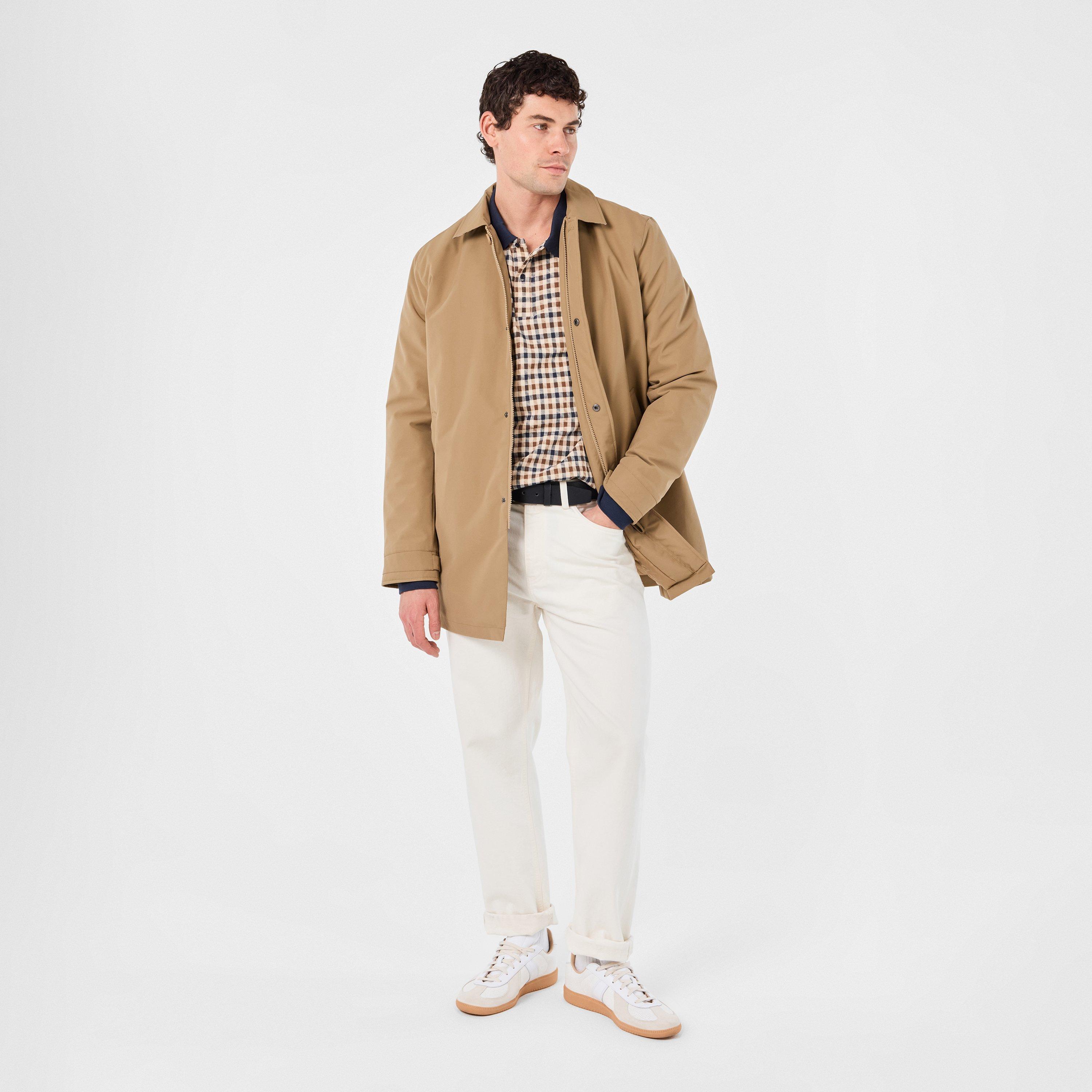 Khaki - Aquascutum - Men's AquAct Mid-Length Weatherproof Trench Coat - 6