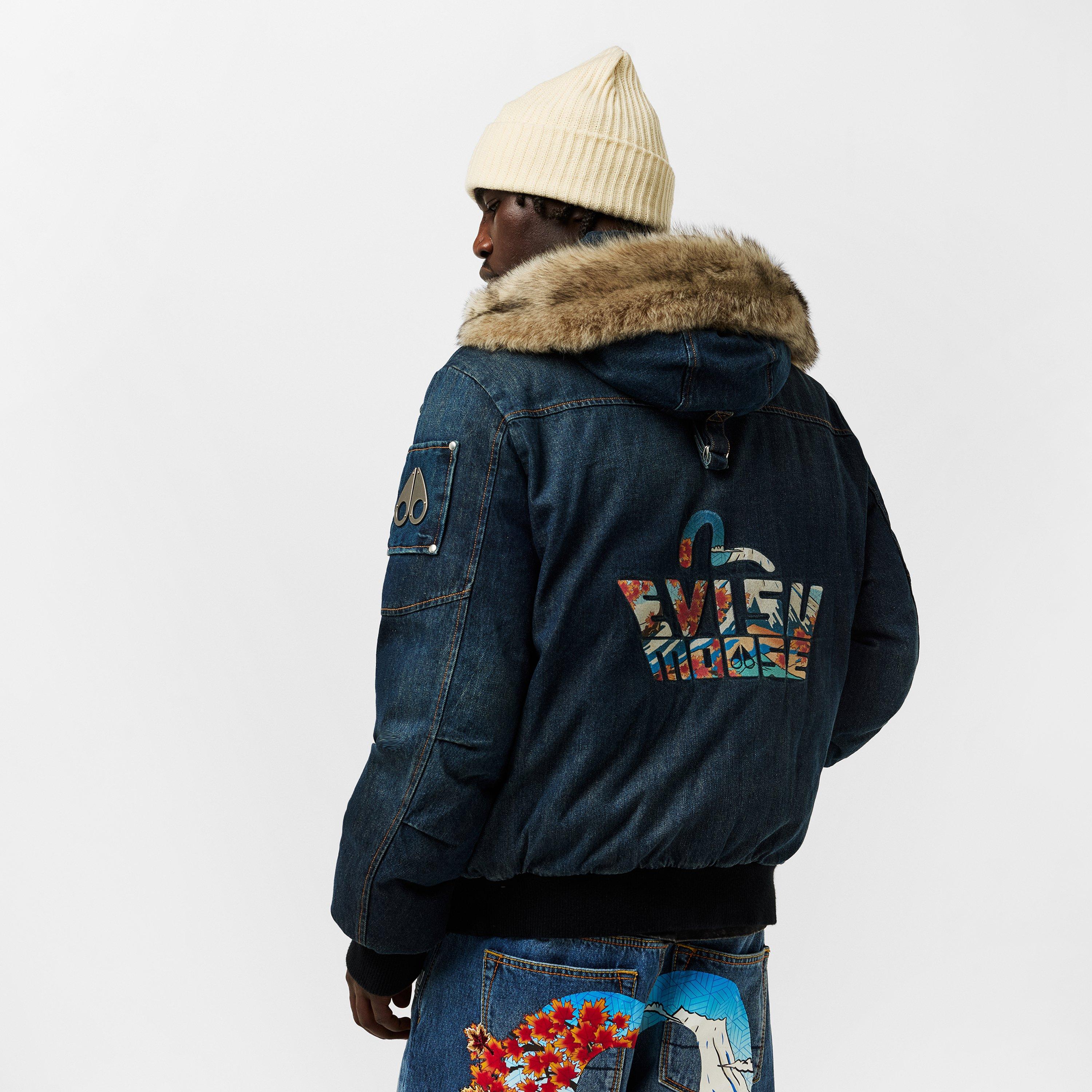 Blue Denim - Moose Knuckles - Mens x Evisu Ballistic Bomber Jacket - 4