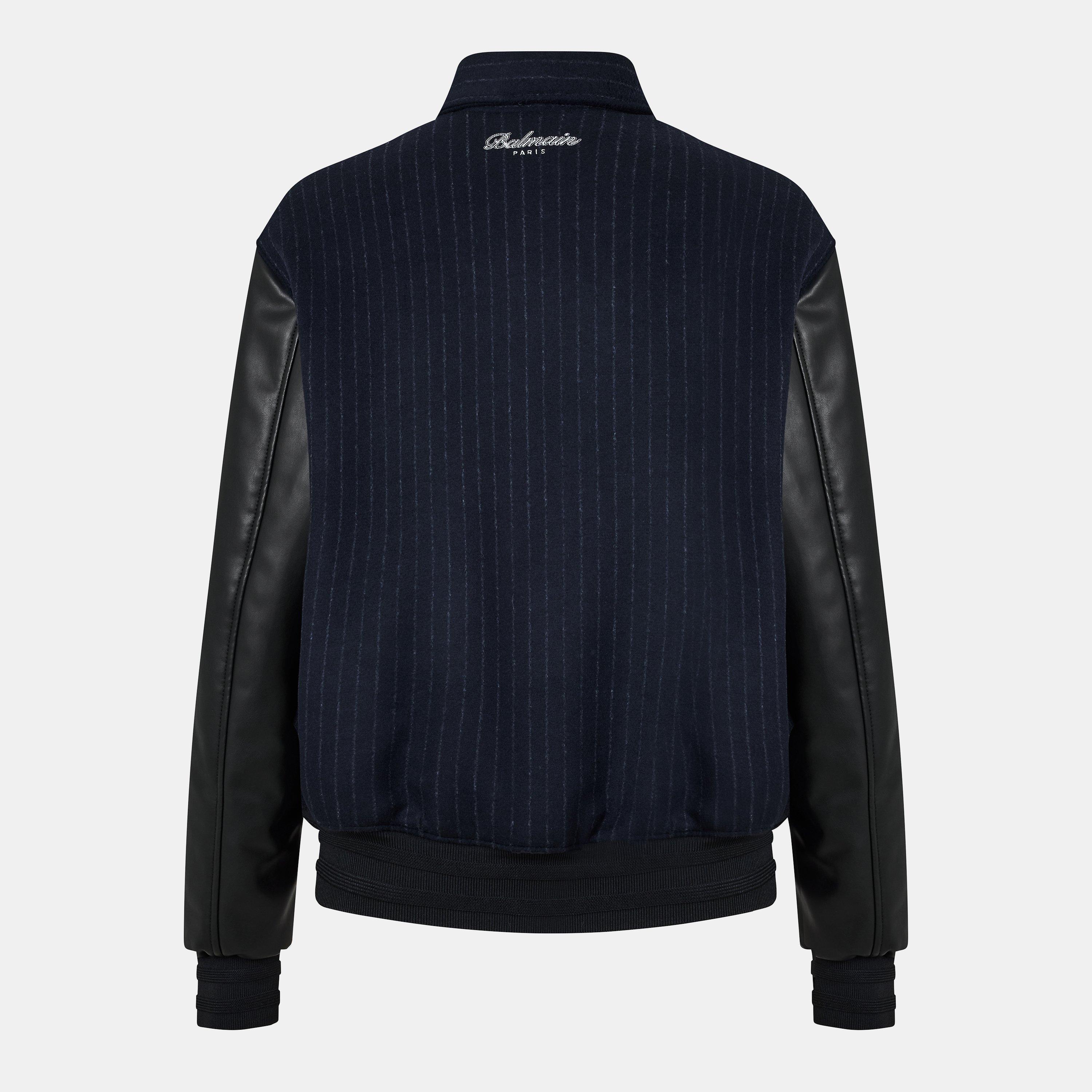 Blue/Black - Balmain - Men's  Structured Varsity Jacket - 2