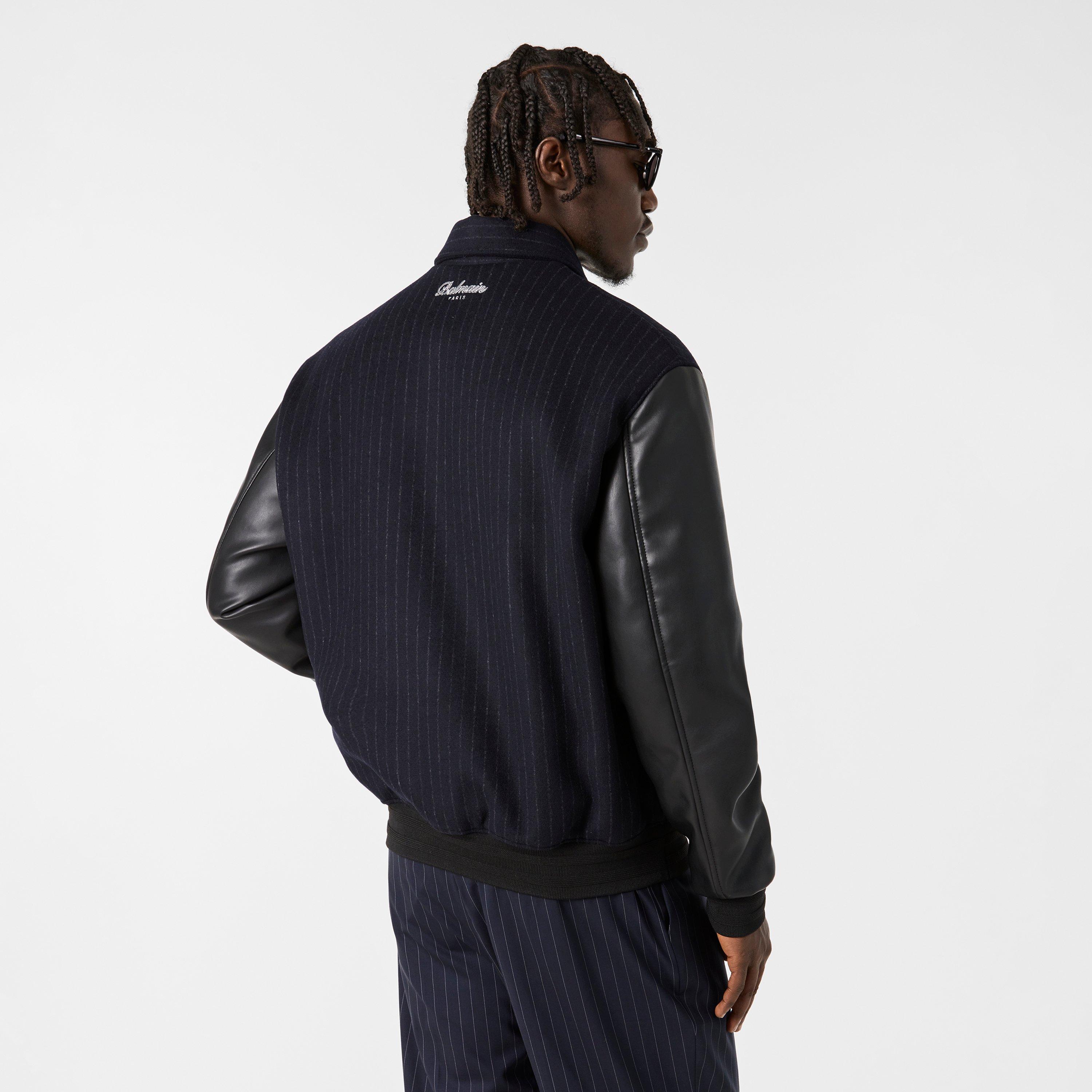Blue/Black - Balmain - Men's  Structured Varsity Jacket - 4