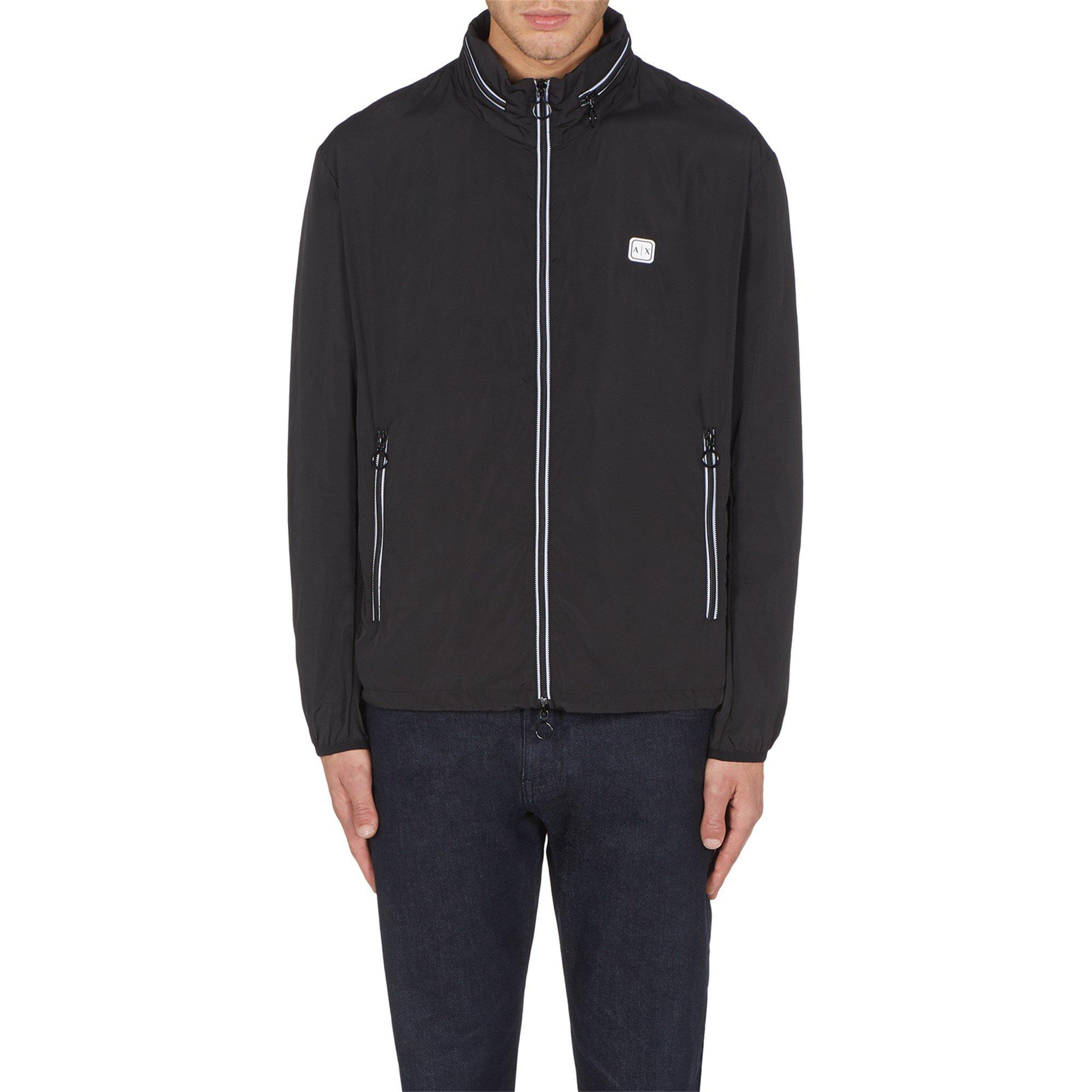 Schwarz 1200 - Armani Exchange - Men's Patch Logo Long Sleeve Zip Harrington Jacket - 2