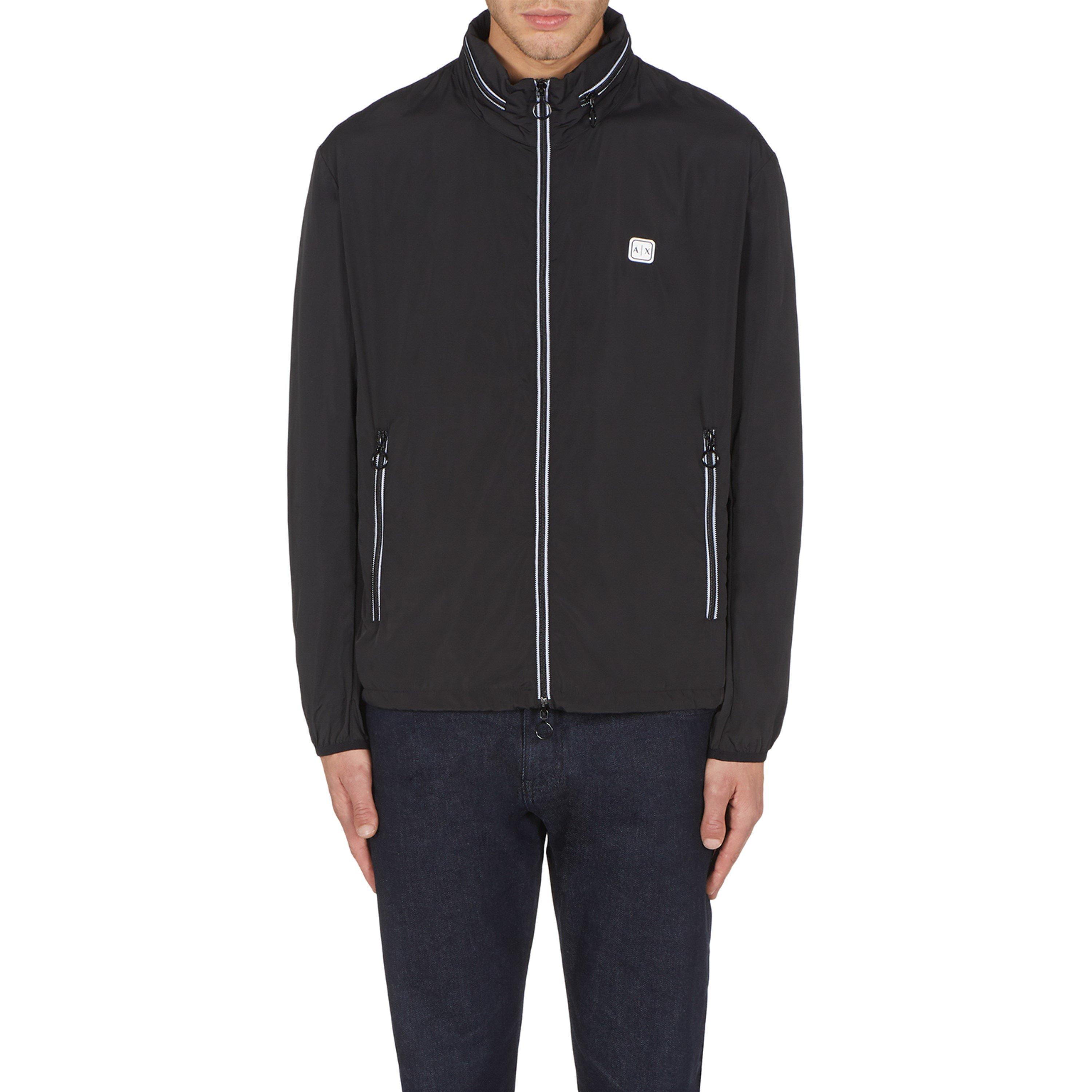 Schwarz 1200 - Armani Exchange - Men's Patch Logo Long Sleeve Zip Harrington Jacket - 11