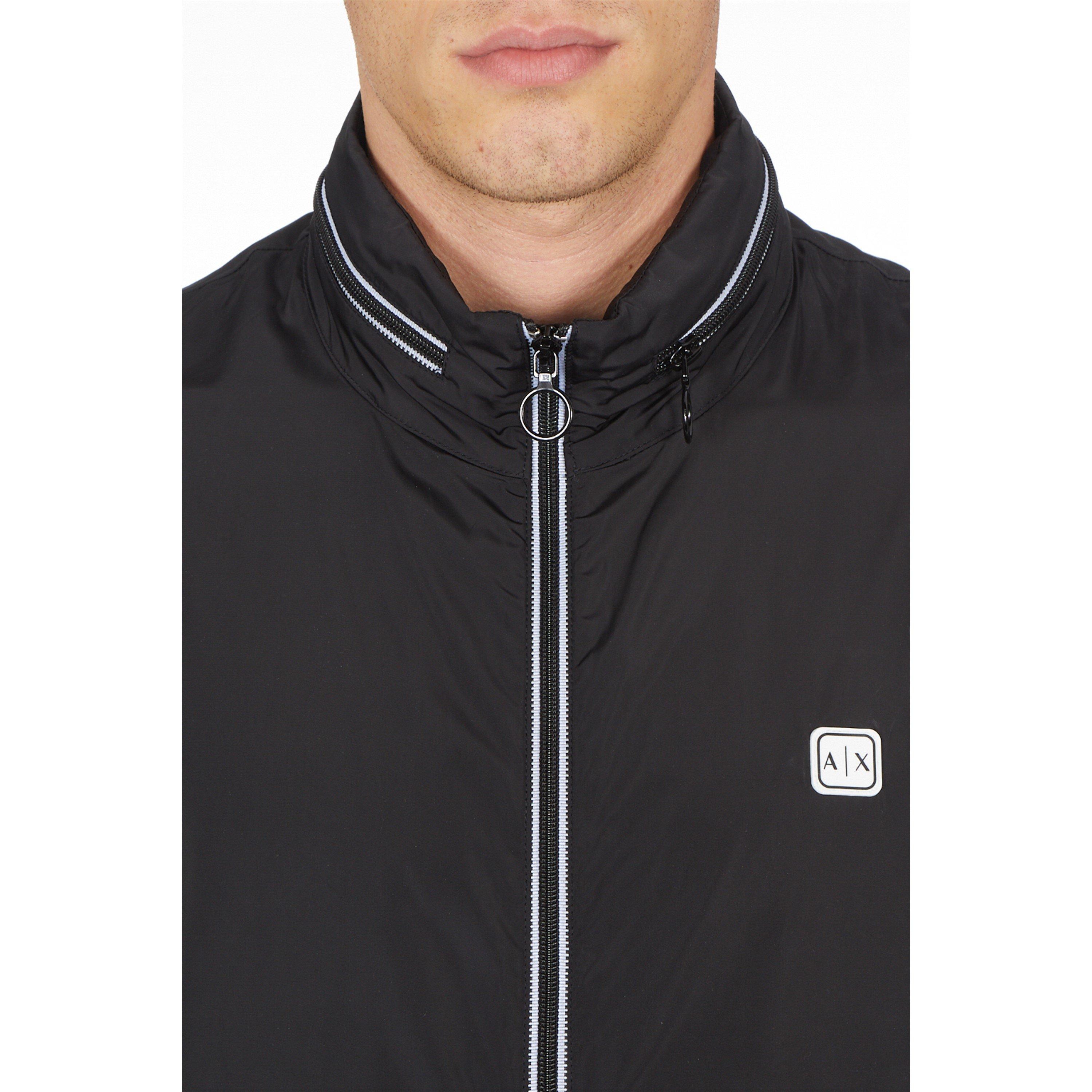 Schwarz 1200 - Armani Exchange - Men's Patch Logo Long Sleeve Zip Harrington Jacket - 5