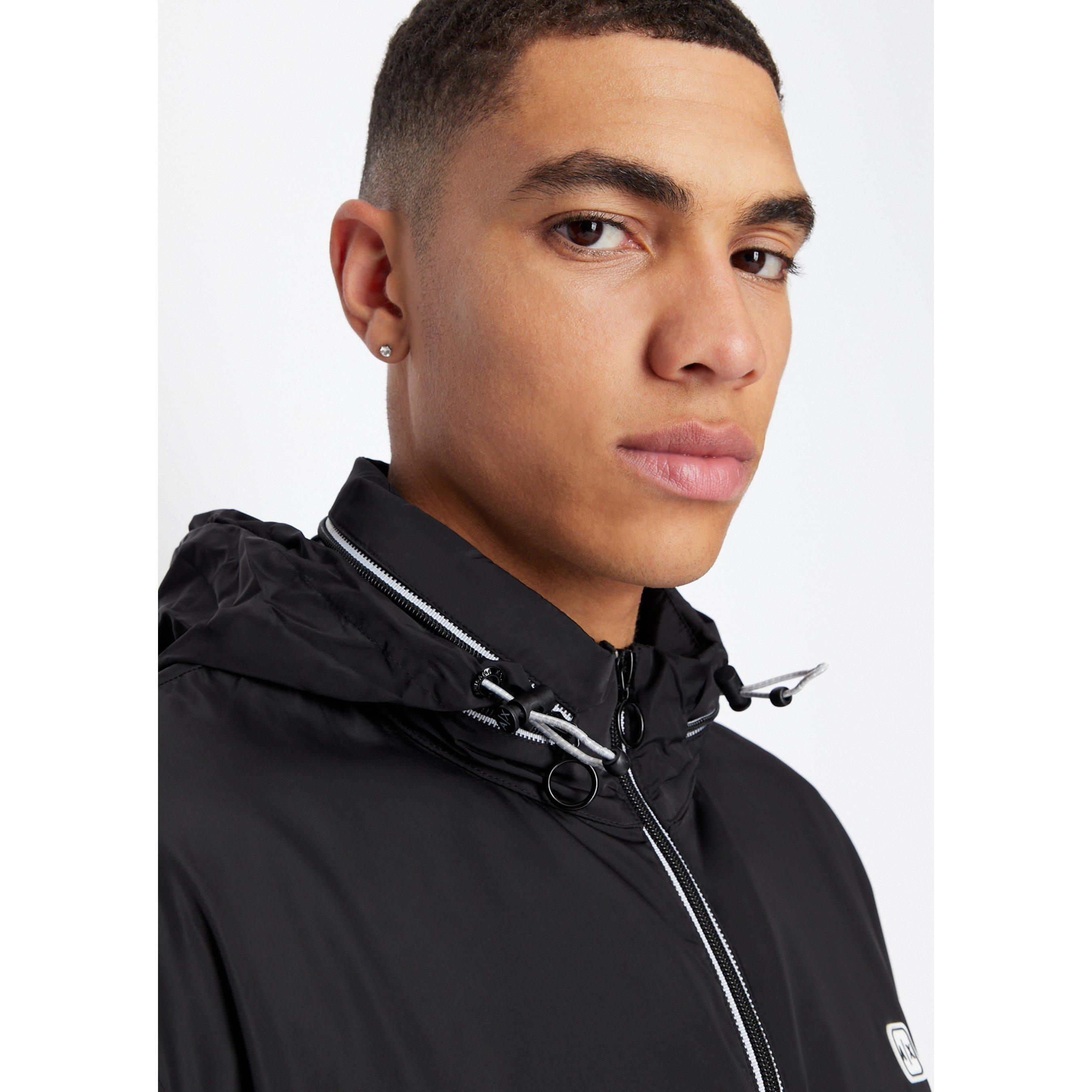 Schwarz 1200 - Armani Exchange - Men's Patch Logo Long Sleeve Zip Harrington Jacket - 6