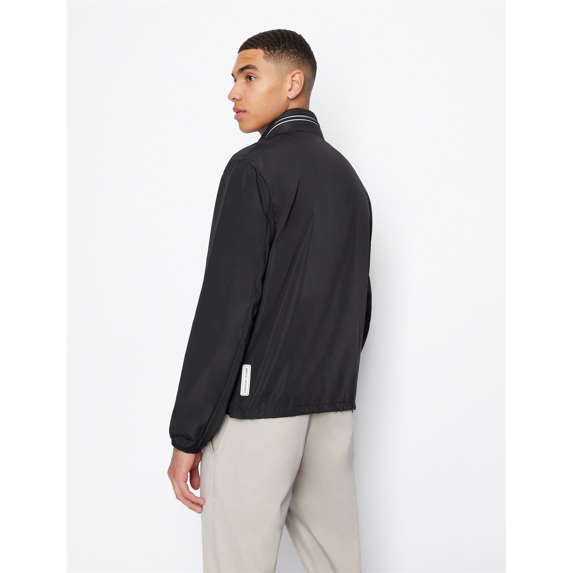 Schwarz 1200 - Armani Exchange - Men's Patch Logo Long Sleeve Zip Harrington Jacket - 8