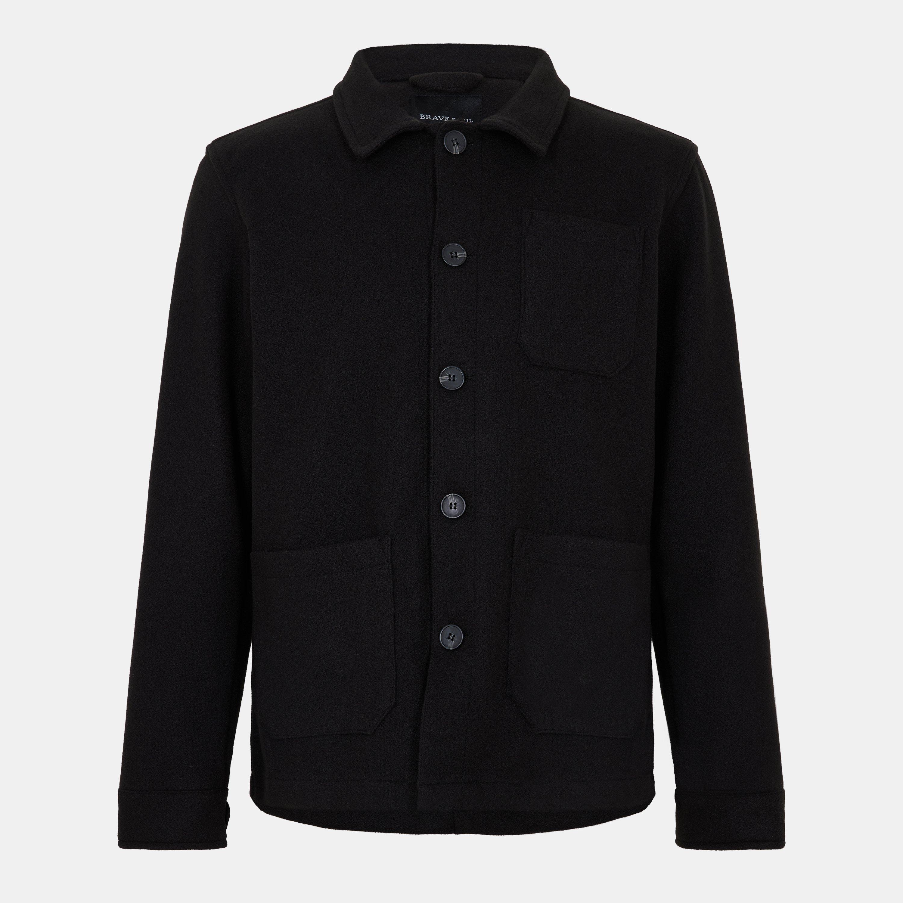 Black - Brave Soul - Men's 3 Pocket Long Sleeve Button Overshirt - 1