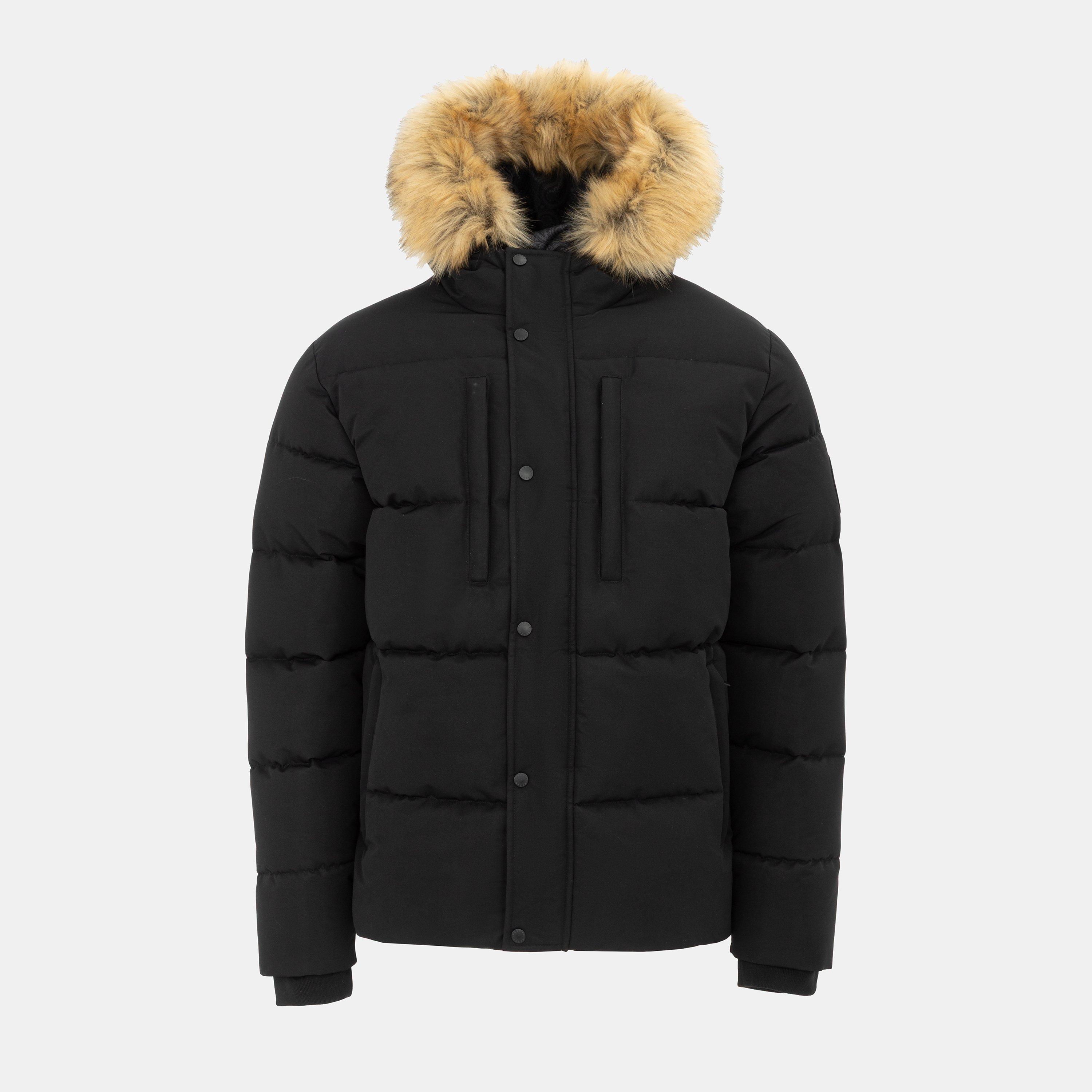 Black - Pretty Green - Men's Pretty's Hooded Long Sleeve Short Puffer Jacket - 1