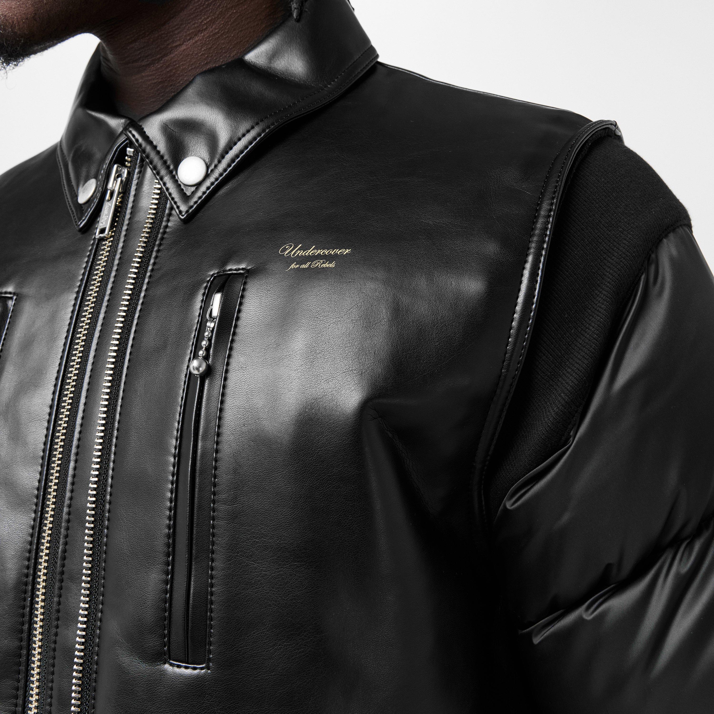 Black - Undercover - Men's Leather Contemporary Cut Jacket - 5