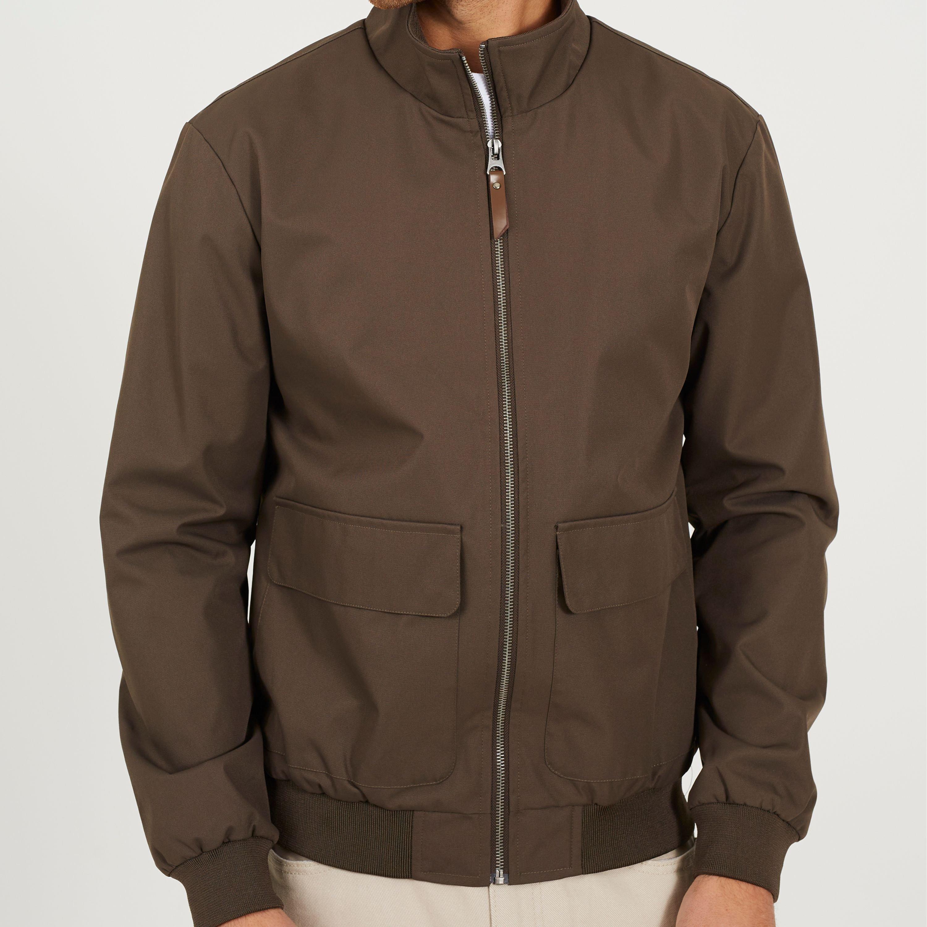 Mocha - Brave Soul - Funnel Neck Full Zip Bomber Jacket - 3