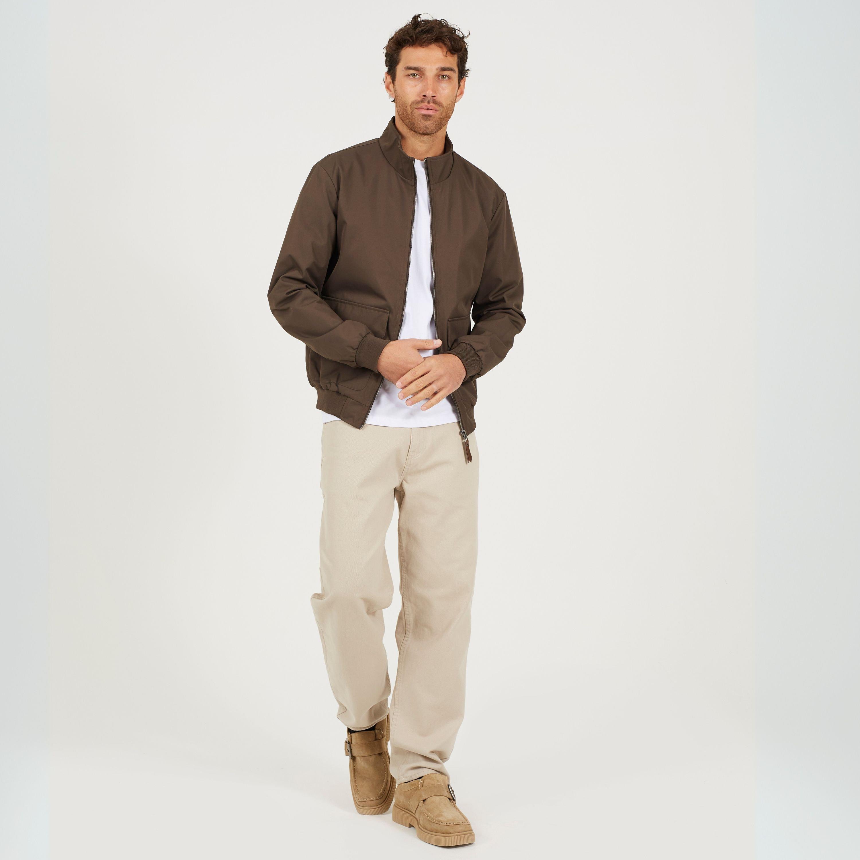 Mocha - Brave Soul - Funnel Neck Full Zip Bomber Jacket - 4