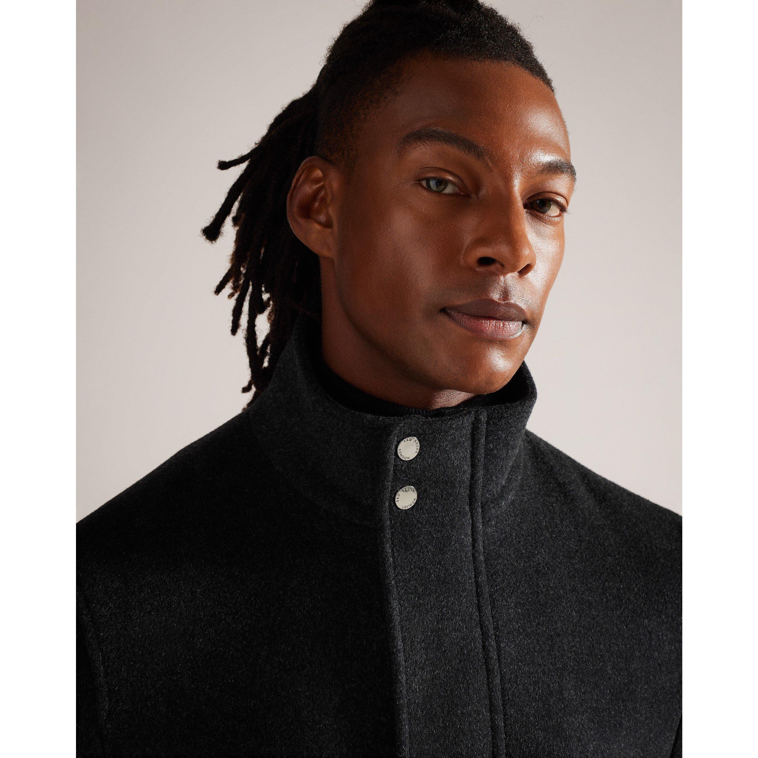 Grey - Ted Baker - Ted Funnel Neck Coat Sn54 - 4