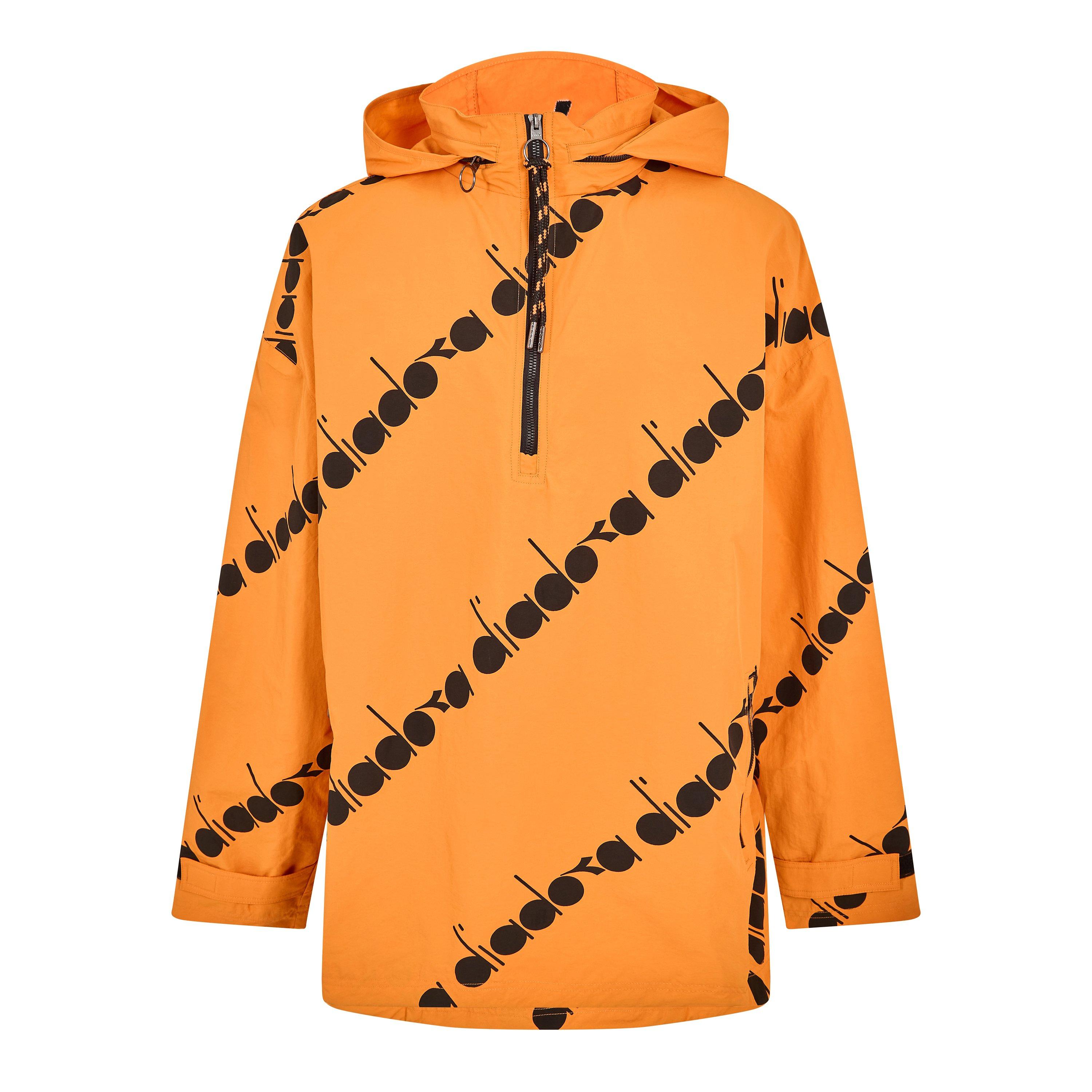 Diadora Men's Anorak Rain Anorak - Orange/Blk - L/XL