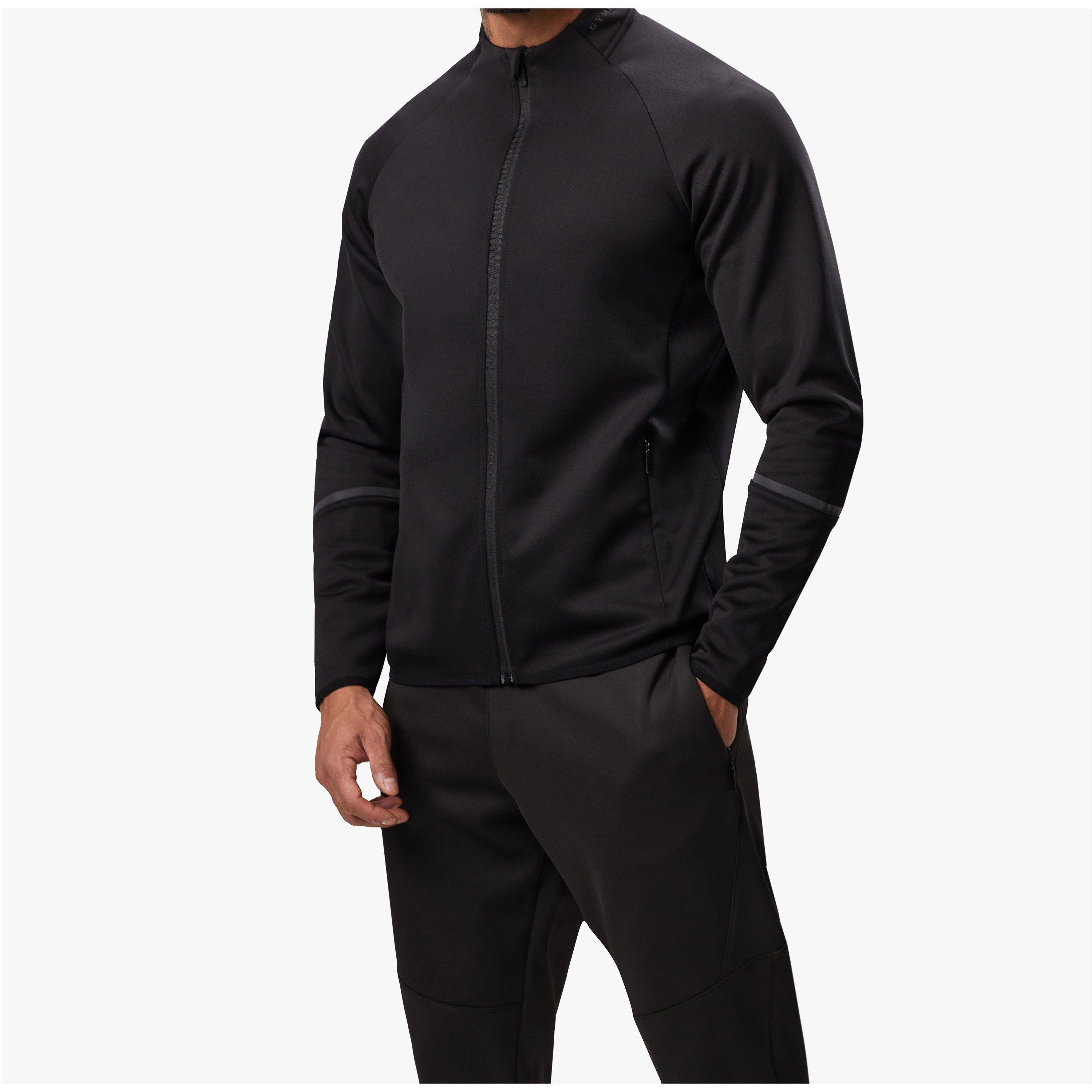 Black - Gym King - Men's Alpha Long Sleeve Full Zip Bomber Jacket - 2