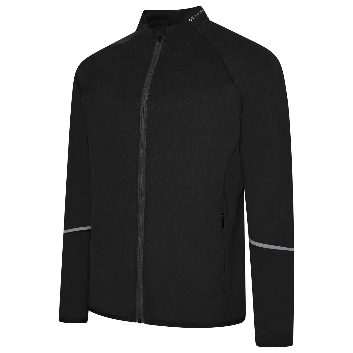 Black - Gym King - Men's Alpha Long Sleeve Full Zip Bomber Jacket - 5