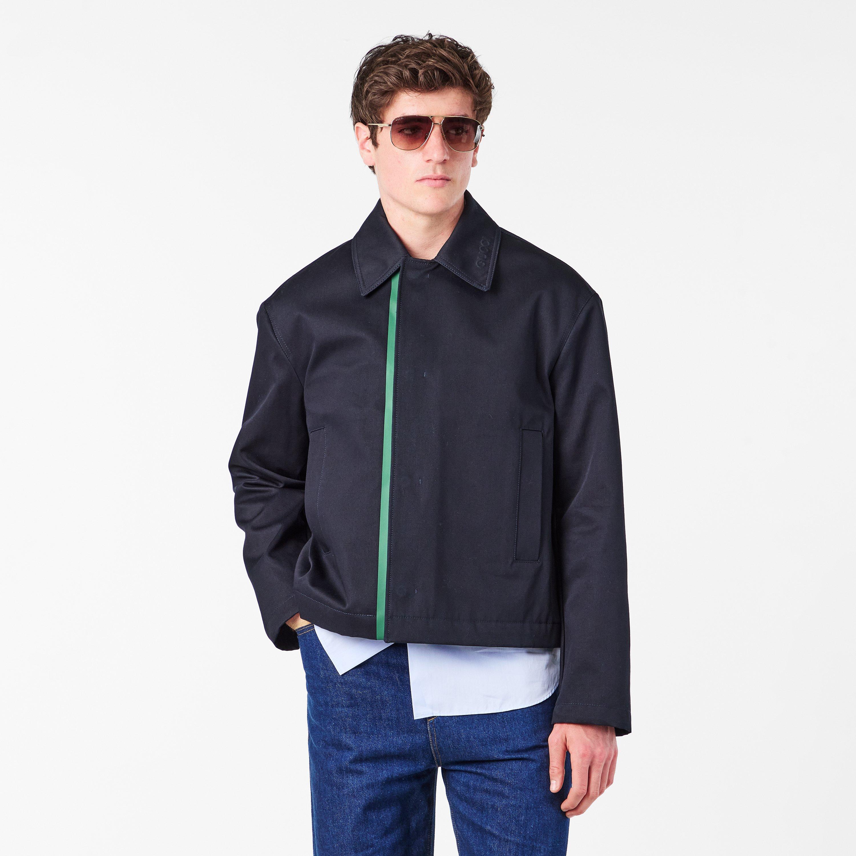 Ink - Gucci - Men's Embossed Cotton Gabardine Long Sleeve Coach Jacket - 3