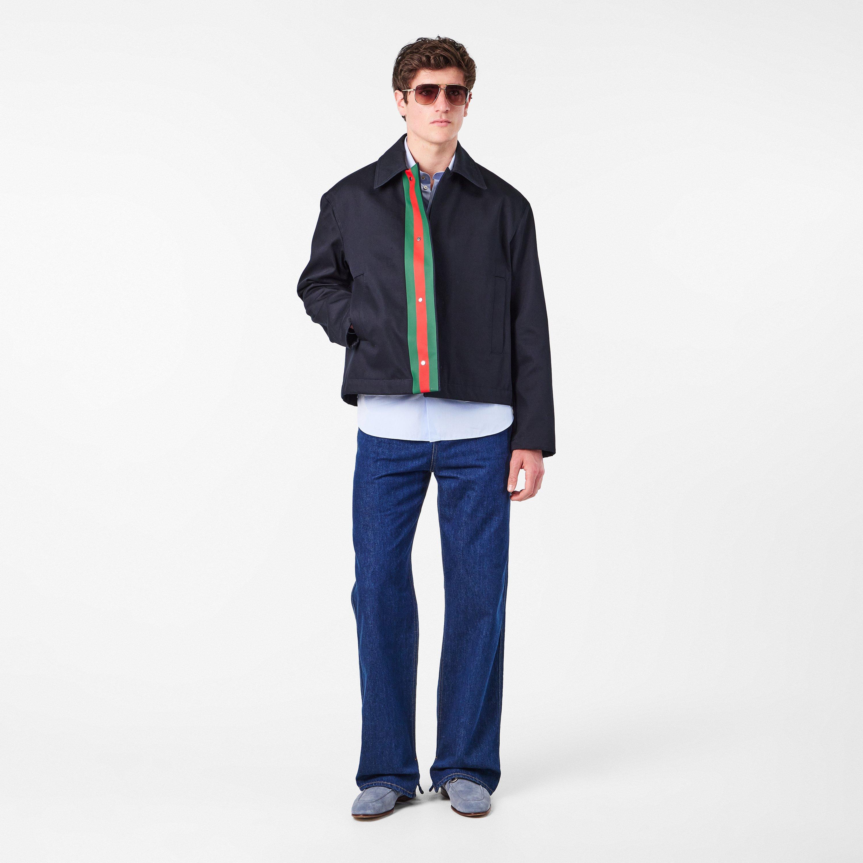 Ink - Gucci - Men's Embossed Cotton Gabardine Long Sleeve Coach Jacket - 6