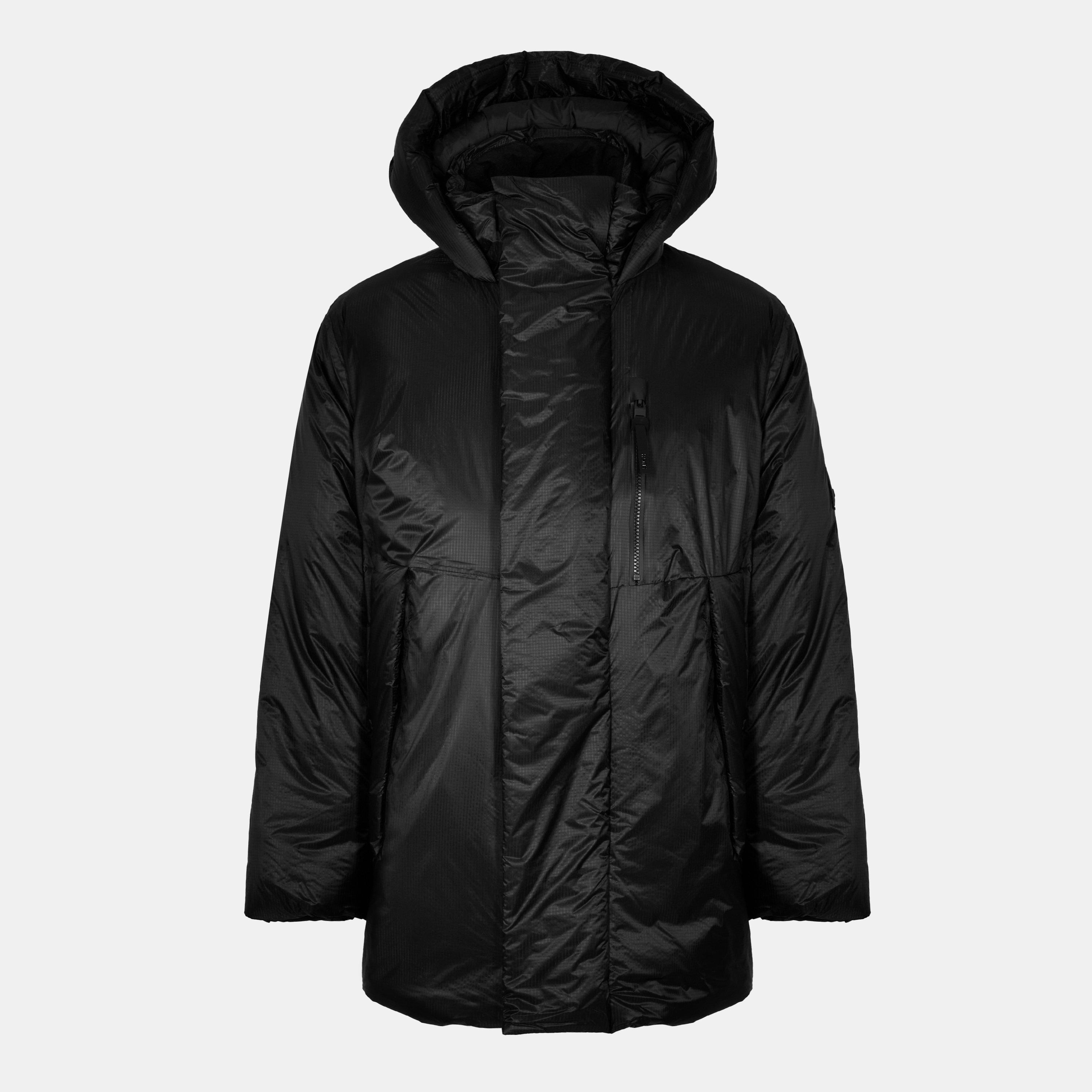 Black 01 - Rains - Men's Torna Long Waterproof Windproof Hooded Medium Puffer Jacket - 1