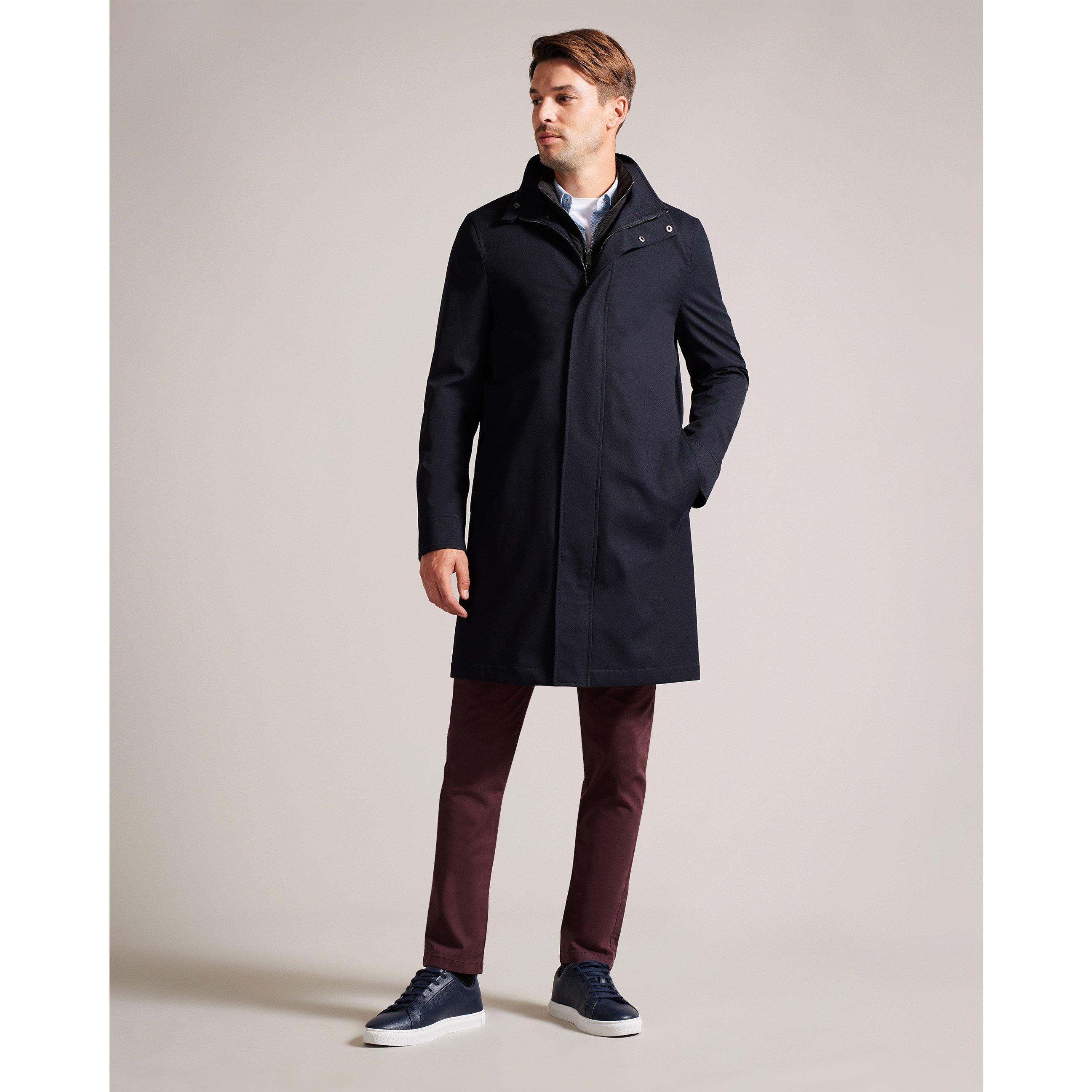 Navy - Ted Baker - Men's FunnelCoat Overcoat - 2