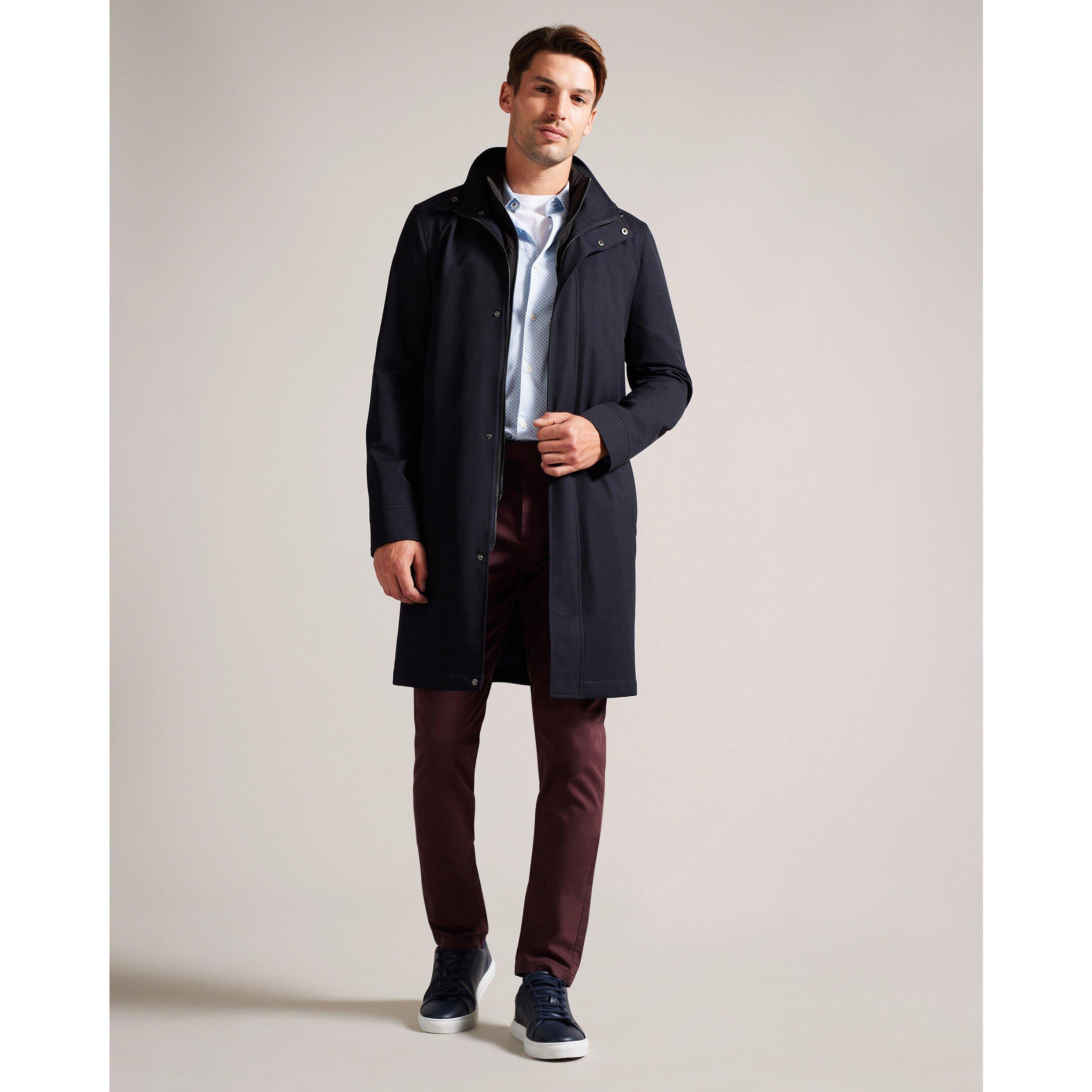 Navy - Ted Baker - Men's FunnelCoat Overcoat - 5