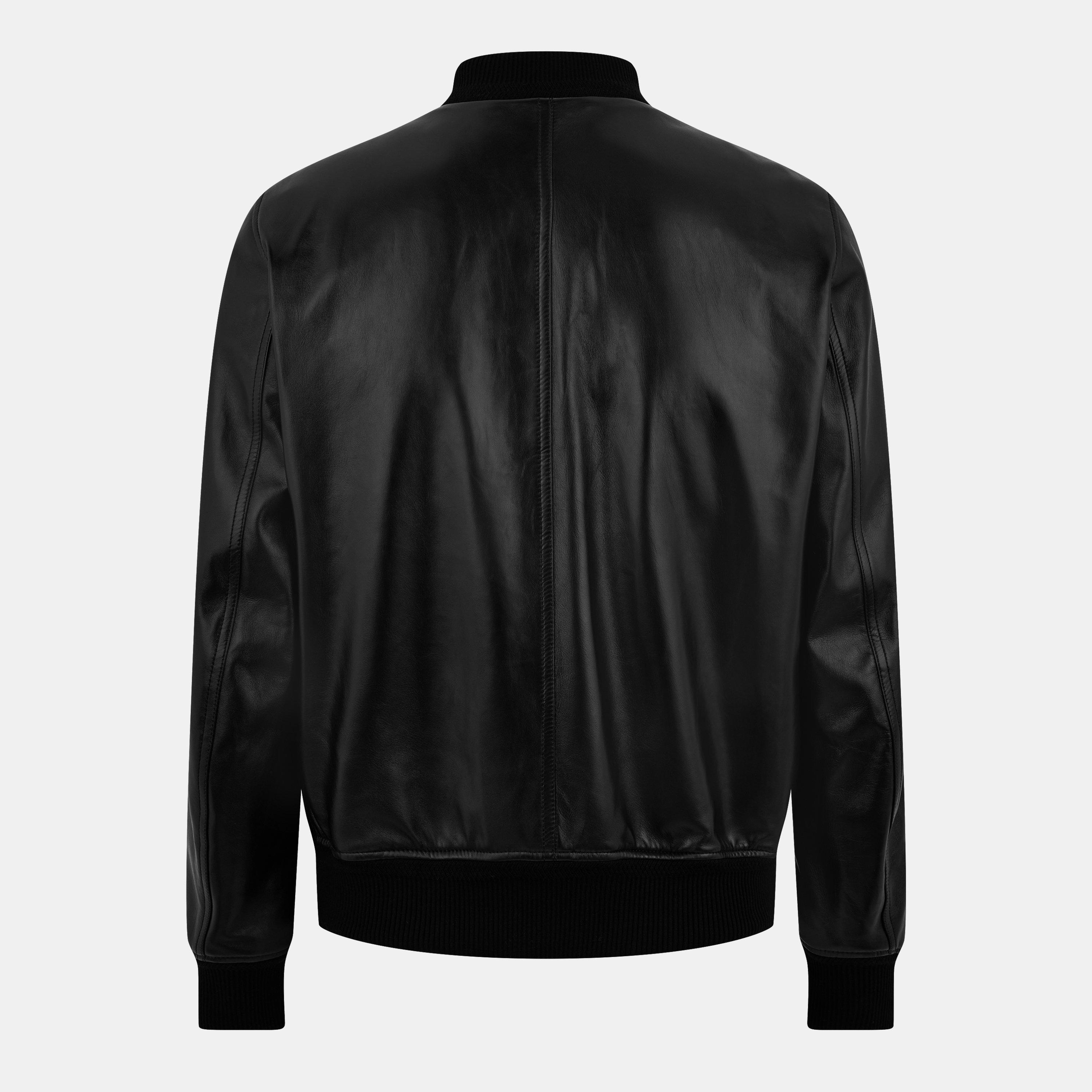 Black - Tom Ford - Men's  Nappa Leather Long Sleeve Bomber Jacket - 2