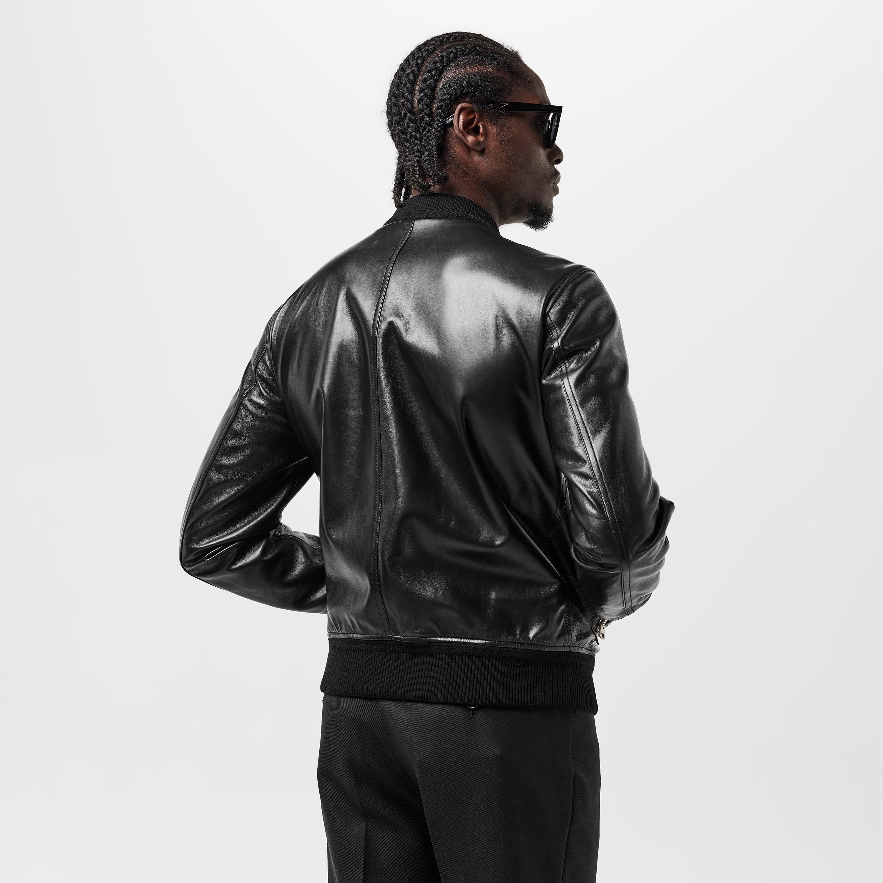 Black - Tom Ford - Men's  Nappa Leather Long Sleeve Bomber Jacket - 4