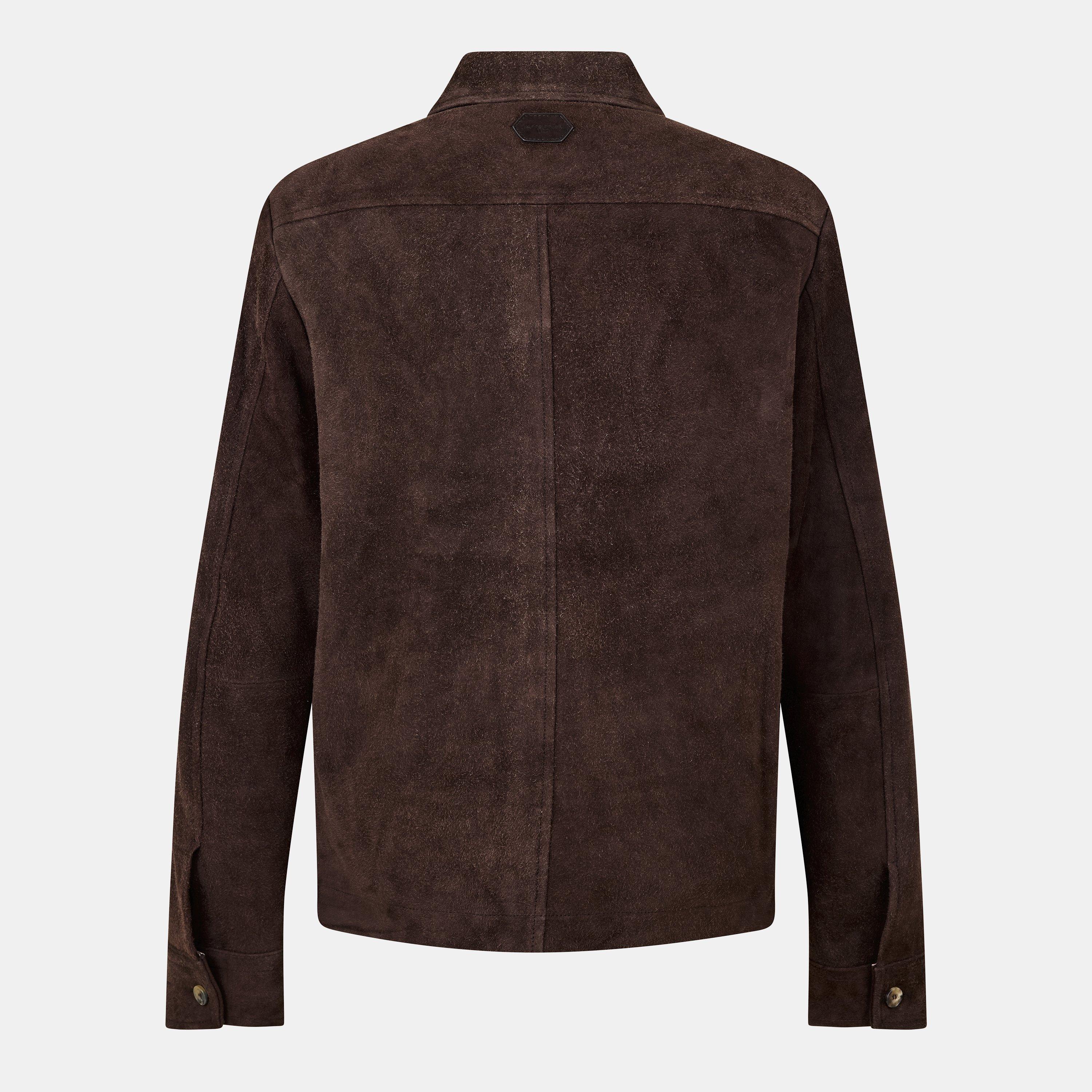 Brown - Jacob Cohen - Men's  Suede Bomber Leather Jacket - 2