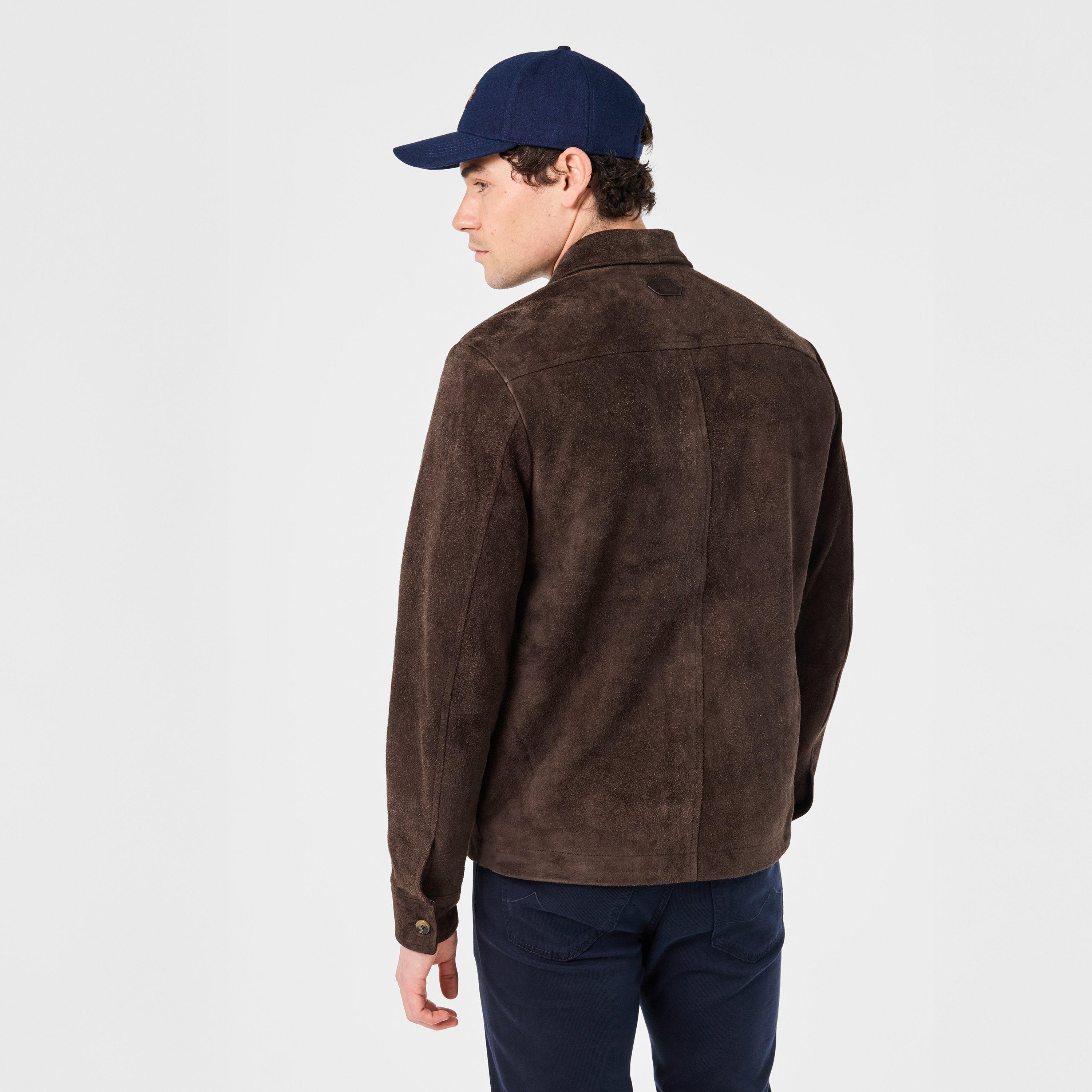 Brown - Jacob Cohen - Men's  Suede Bomber Leather Jacket - 4