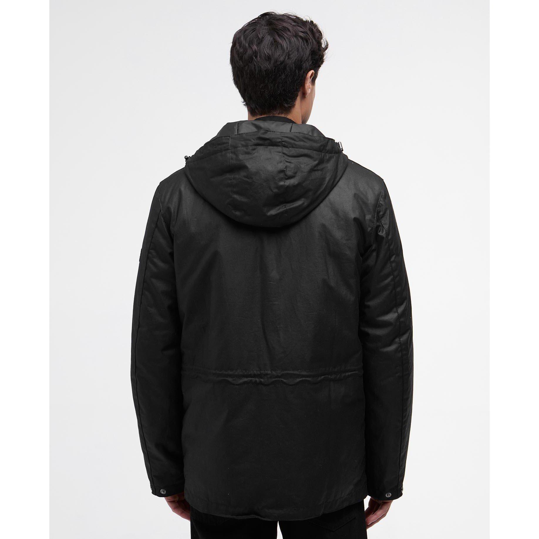 Black BK71 - Barbour International - Men's Endley Hooded Cotton Long Sleeve Waxed Jacket - 3