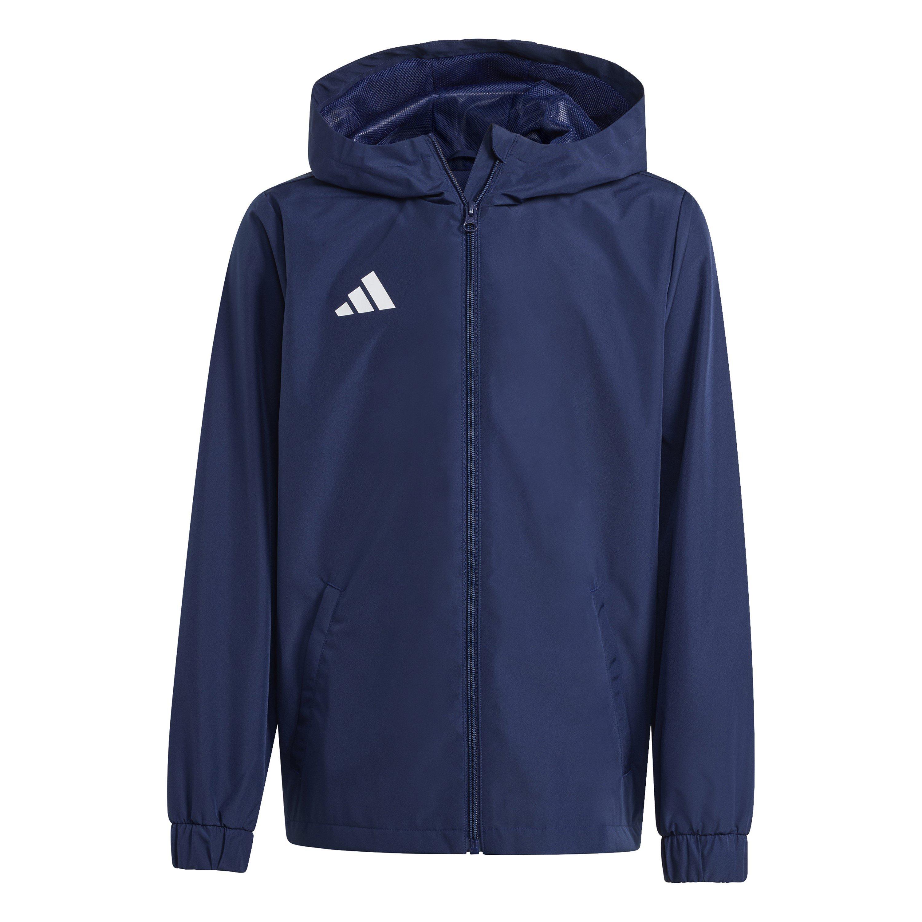 Adidas  Kids' Entrada 26 Water And Wind Resistant Rain Anorak - Navy - 11-12 Years