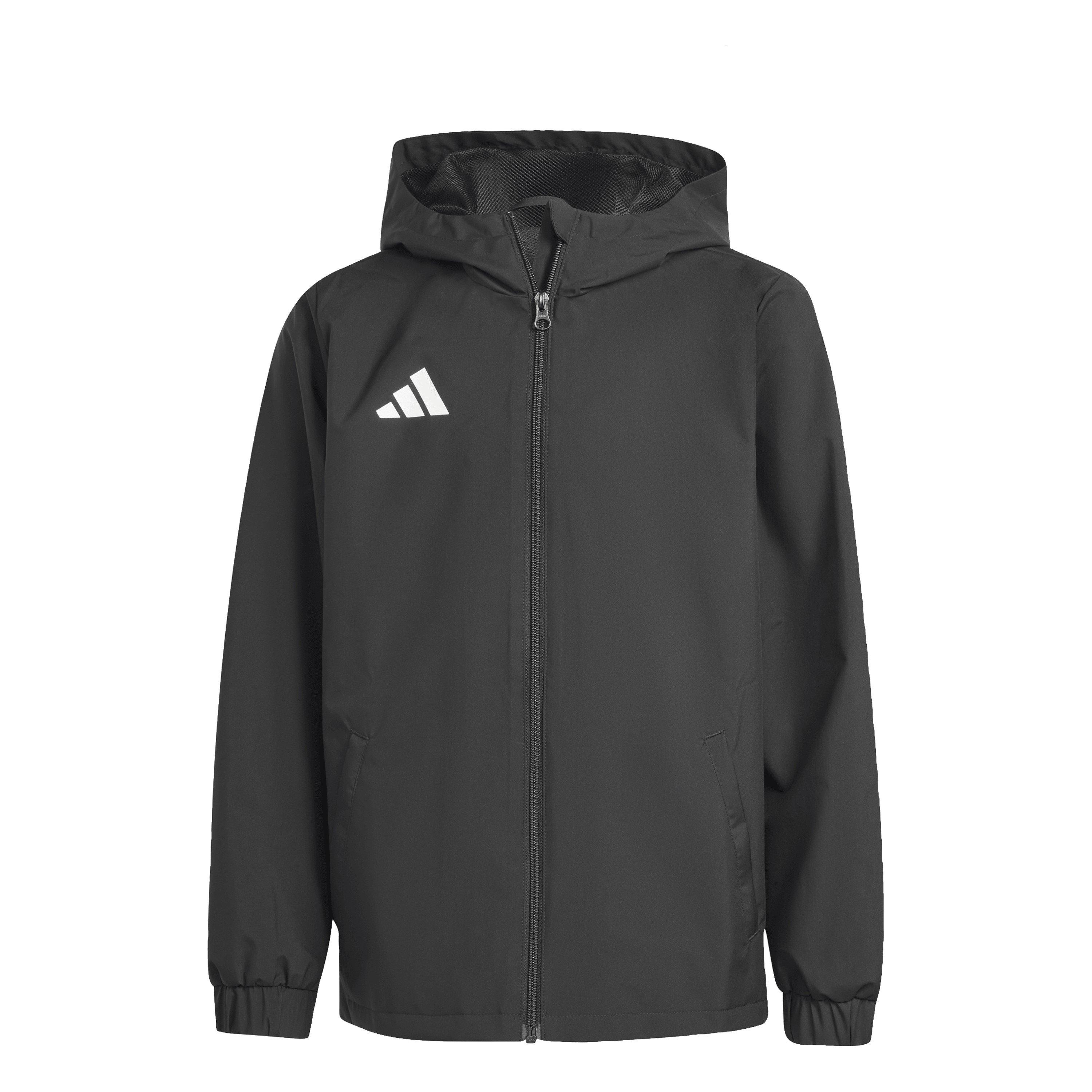Adidas Boys Kids' Entrada 26 Water And Wind Resistant Rain Anorak - Black/White - 13 Years