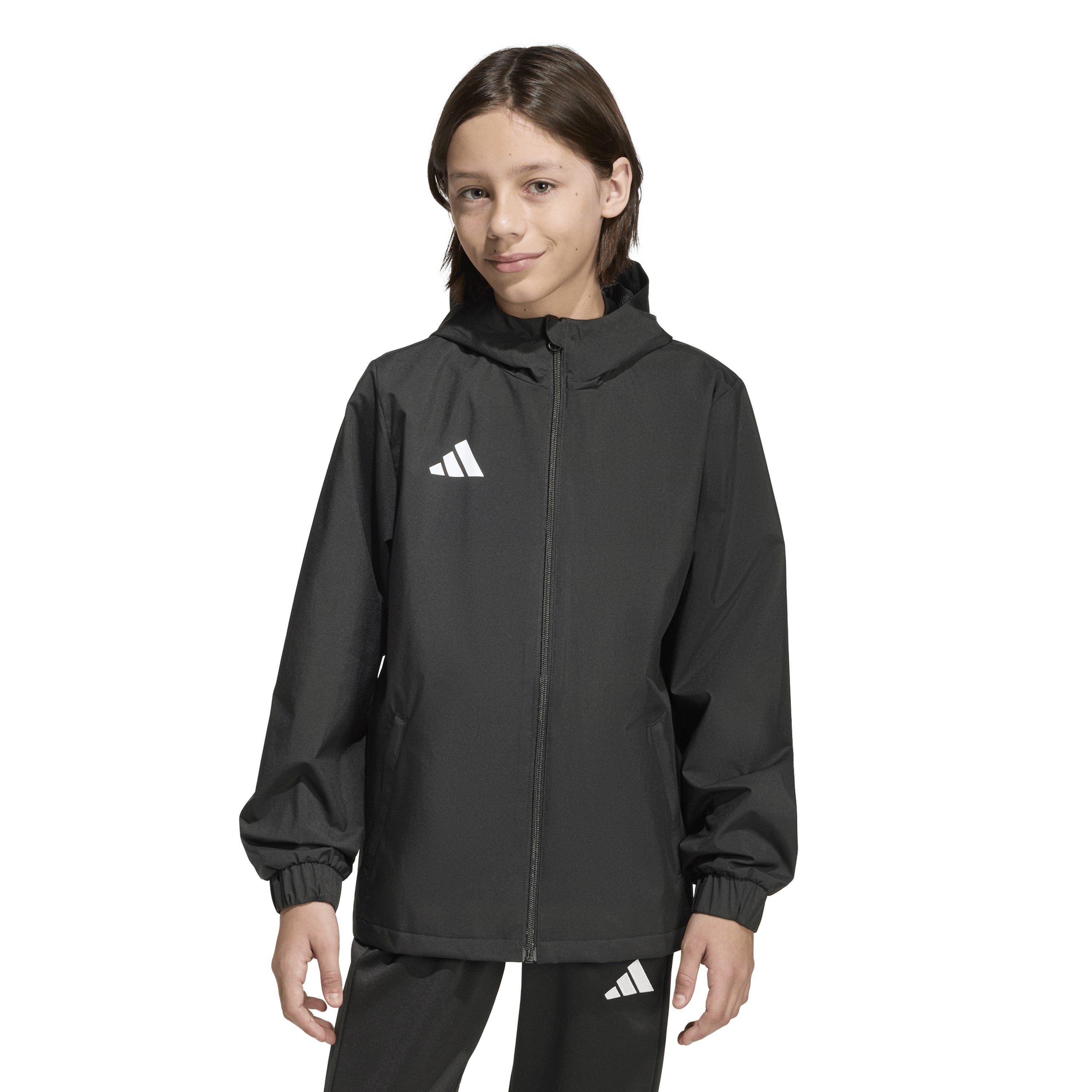 Crno/Bijelo - adidas - Entrada 26 Water and Wind Resistant Rain Anorak - 4