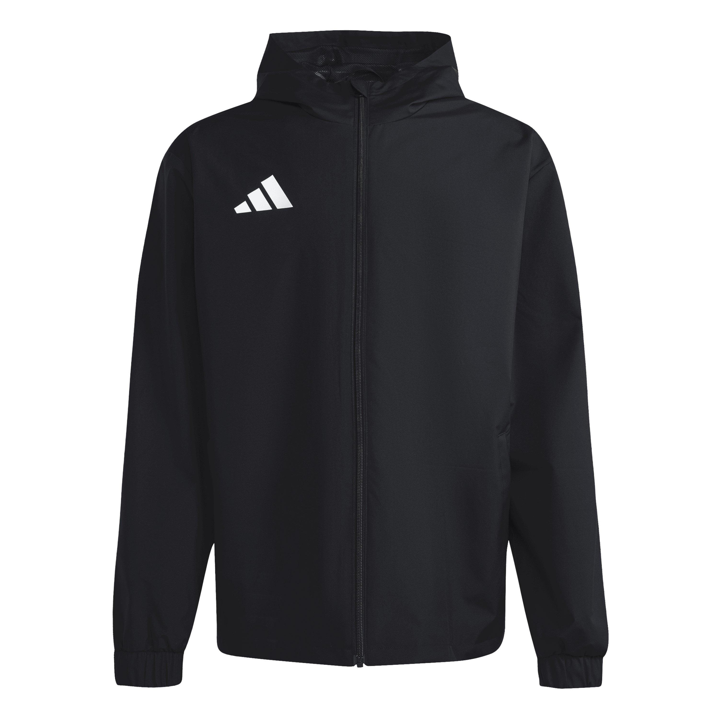 Schwarz/Weiß - adidas - Men's Entrada 22 All Weather Water and Wind Resistant Rain Anorak - 1