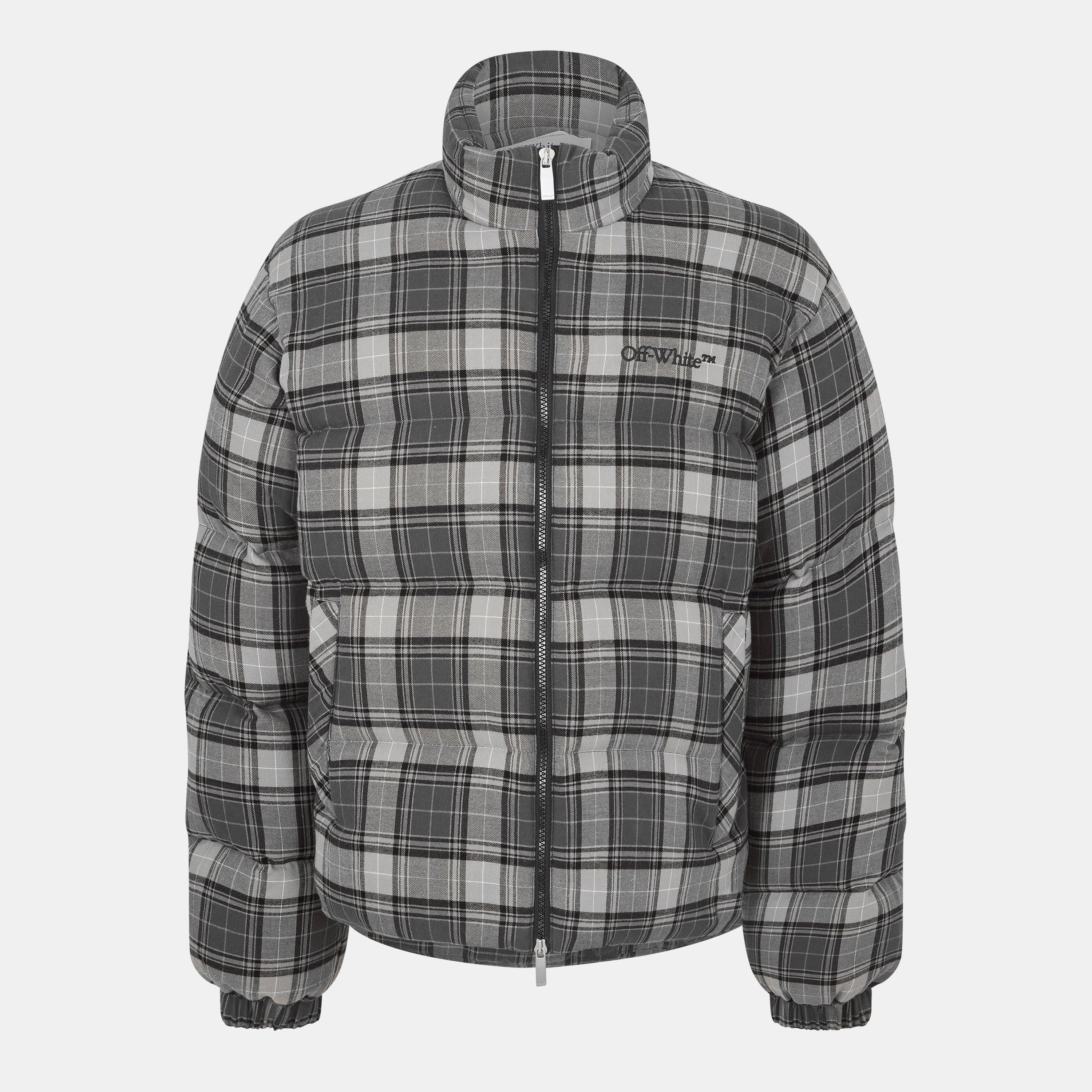 Dark Grey - Off White - Men's Spray Down Medium Puffer Jacket - 1