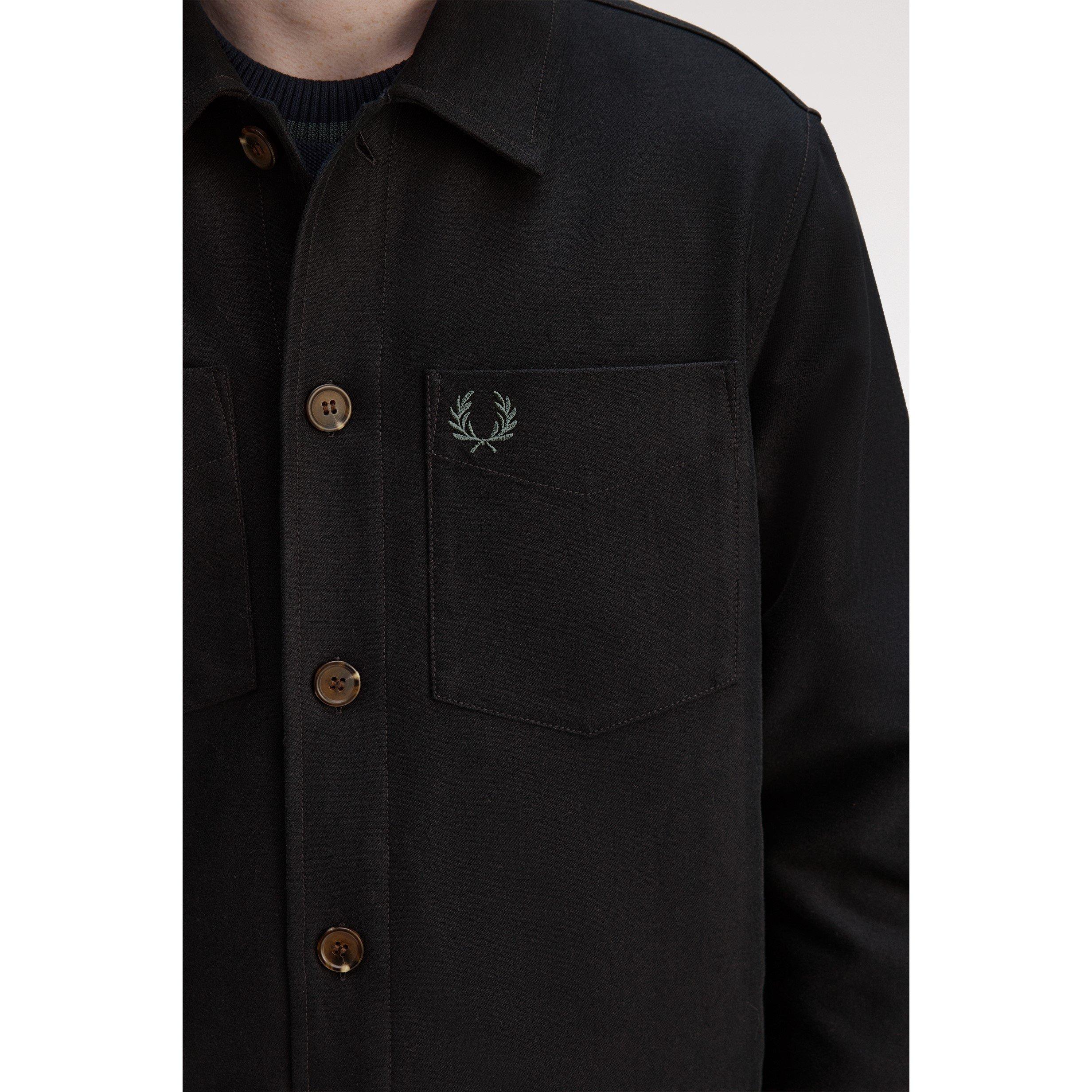 Black 102 - Fred Perry - Men's Brushed Twill Overshirt - 5