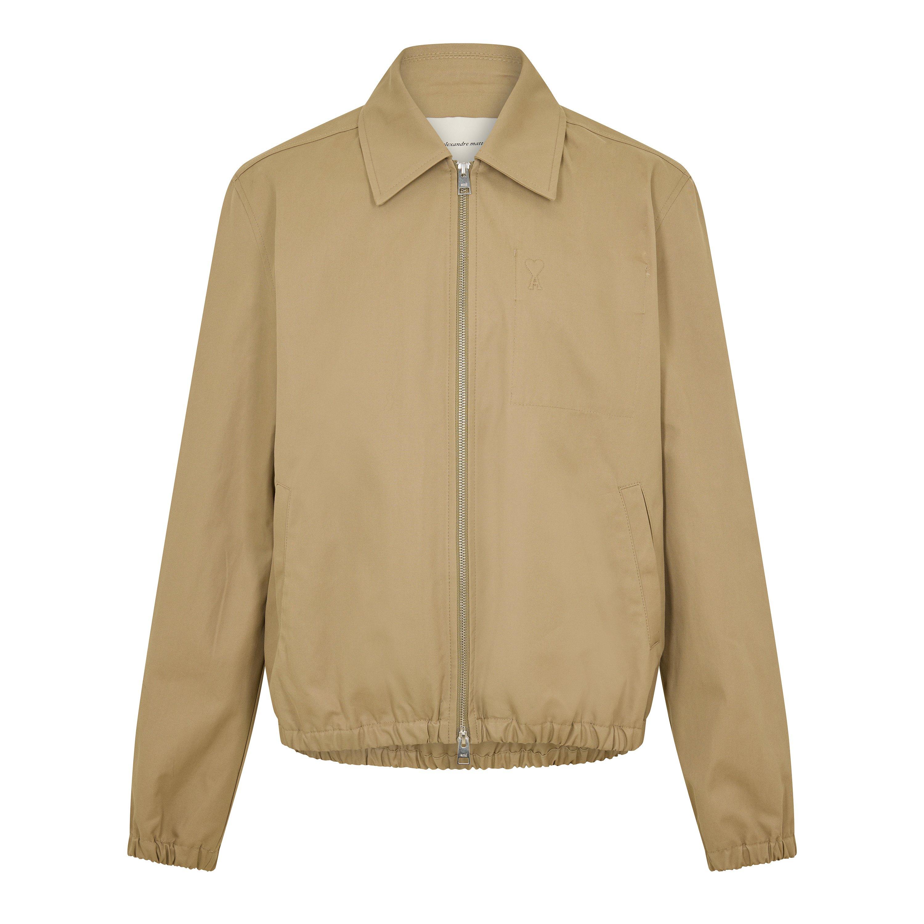 Ami Paris Men's Beige Embossed Harrington Jacket - Medium