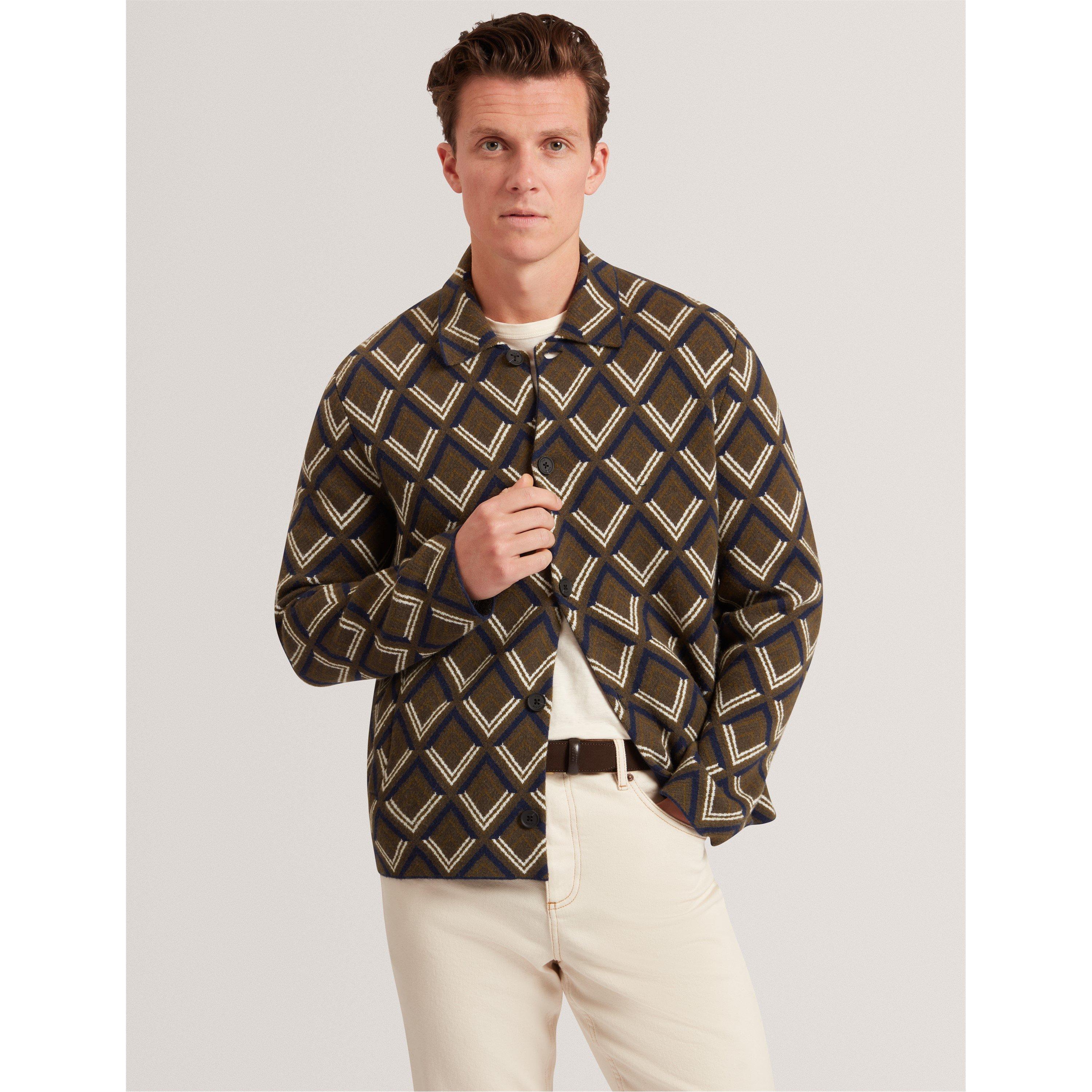 Caqui - Ted Baker - Men's Jacquard Fitted Hybrid Jacket - 2