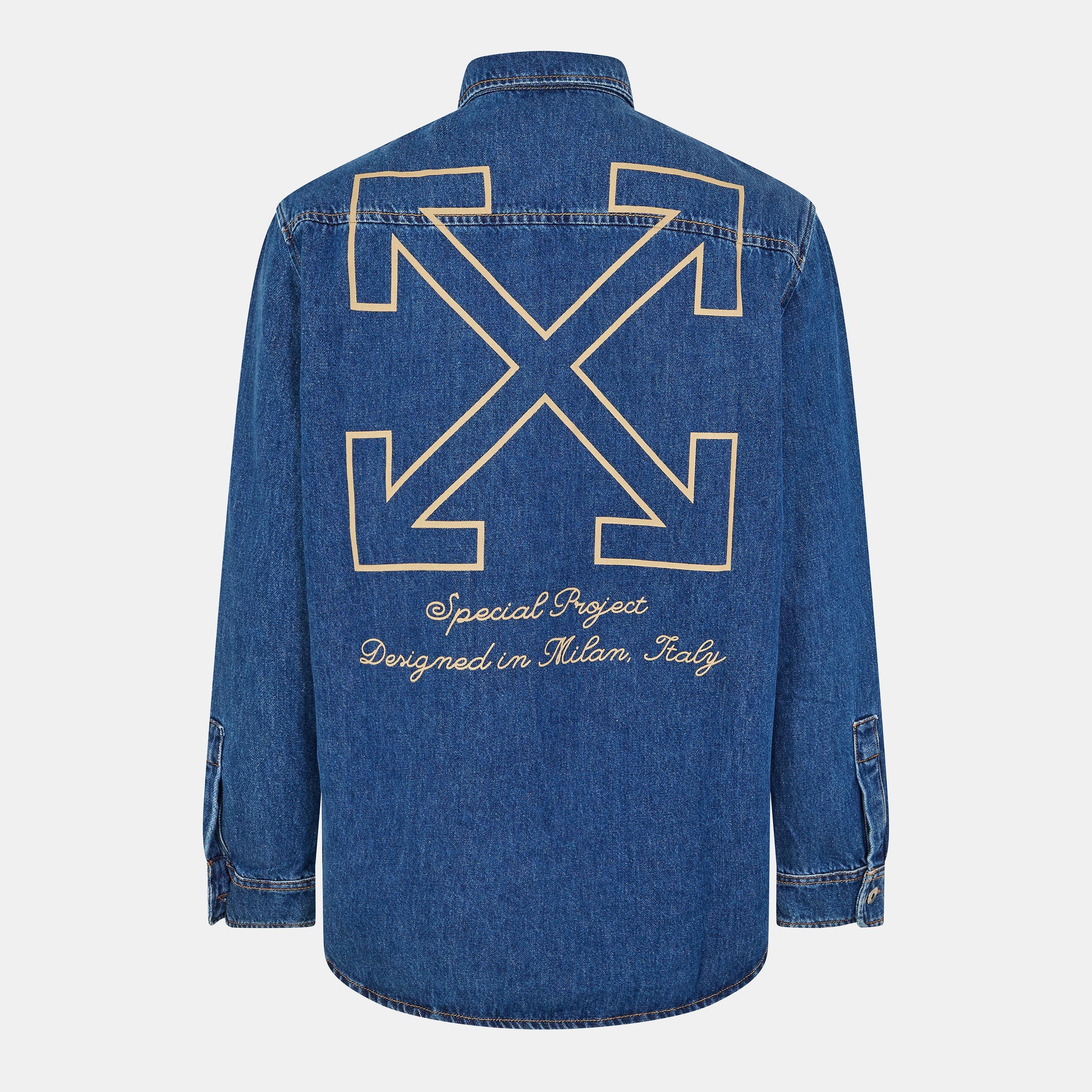 Blue/Beige - Off White - Men's Short Puffer Jacket - 2