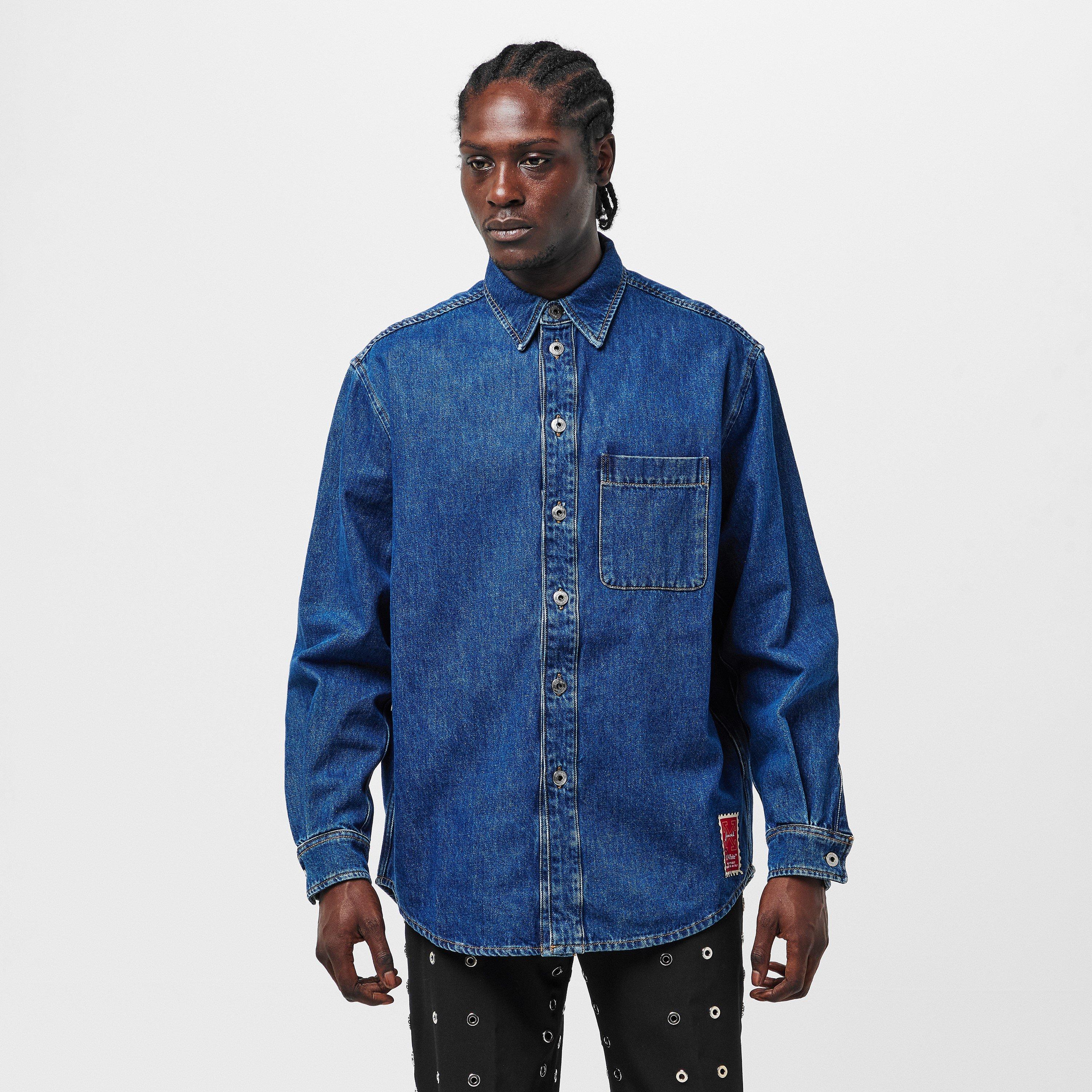 Blue/Beige - Off White - Men's Short Puffer Jacket - 3