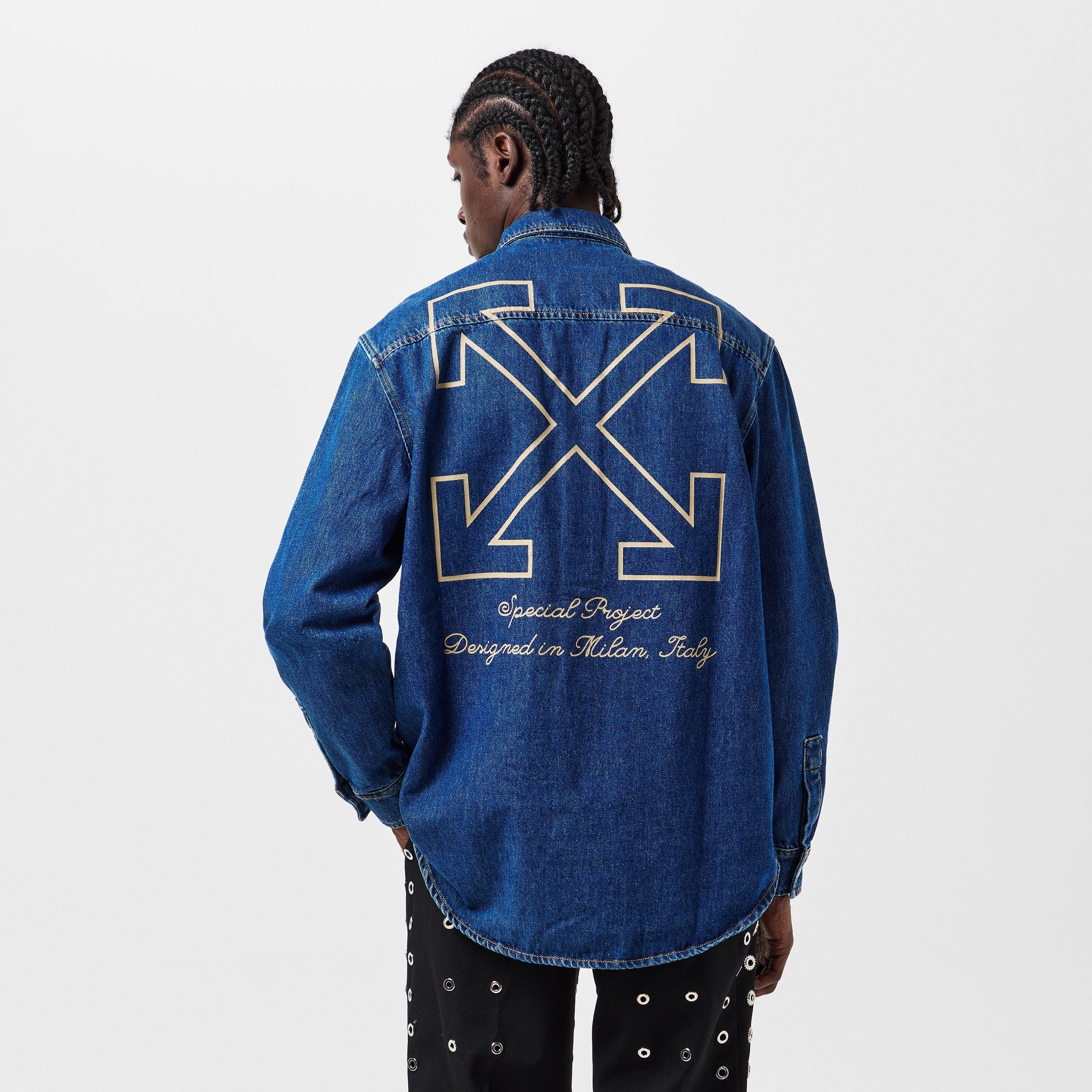 Blue/Beige - Off White - Men's Short Puffer Jacket - 4